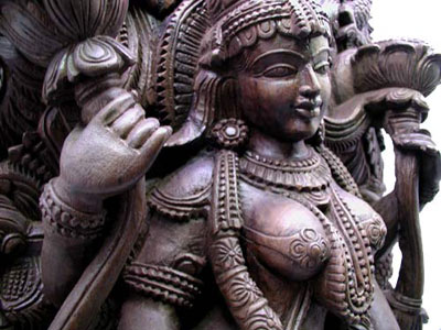 Wood Carving of Lakshmi