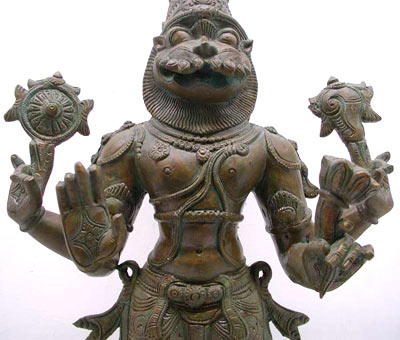 Hindu God Narasimha Bronze Statue