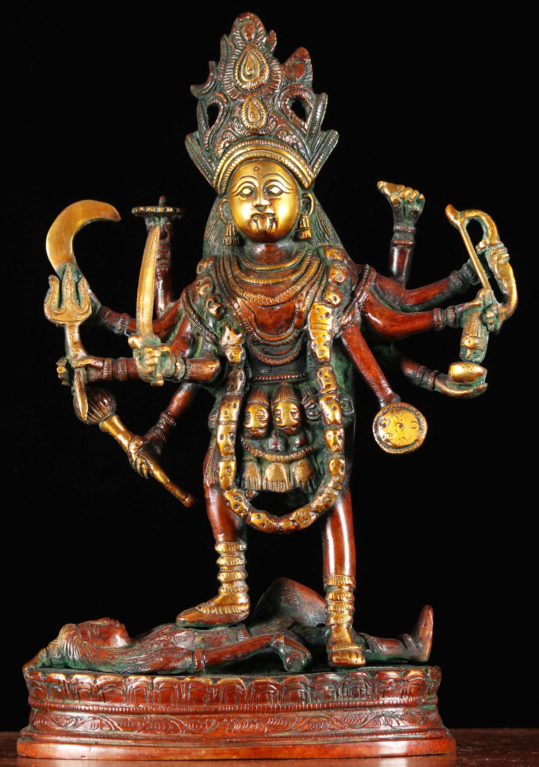 Brass Kali Sculpture With 8 Arms 12 89bs161z Hindu Gods Buddha