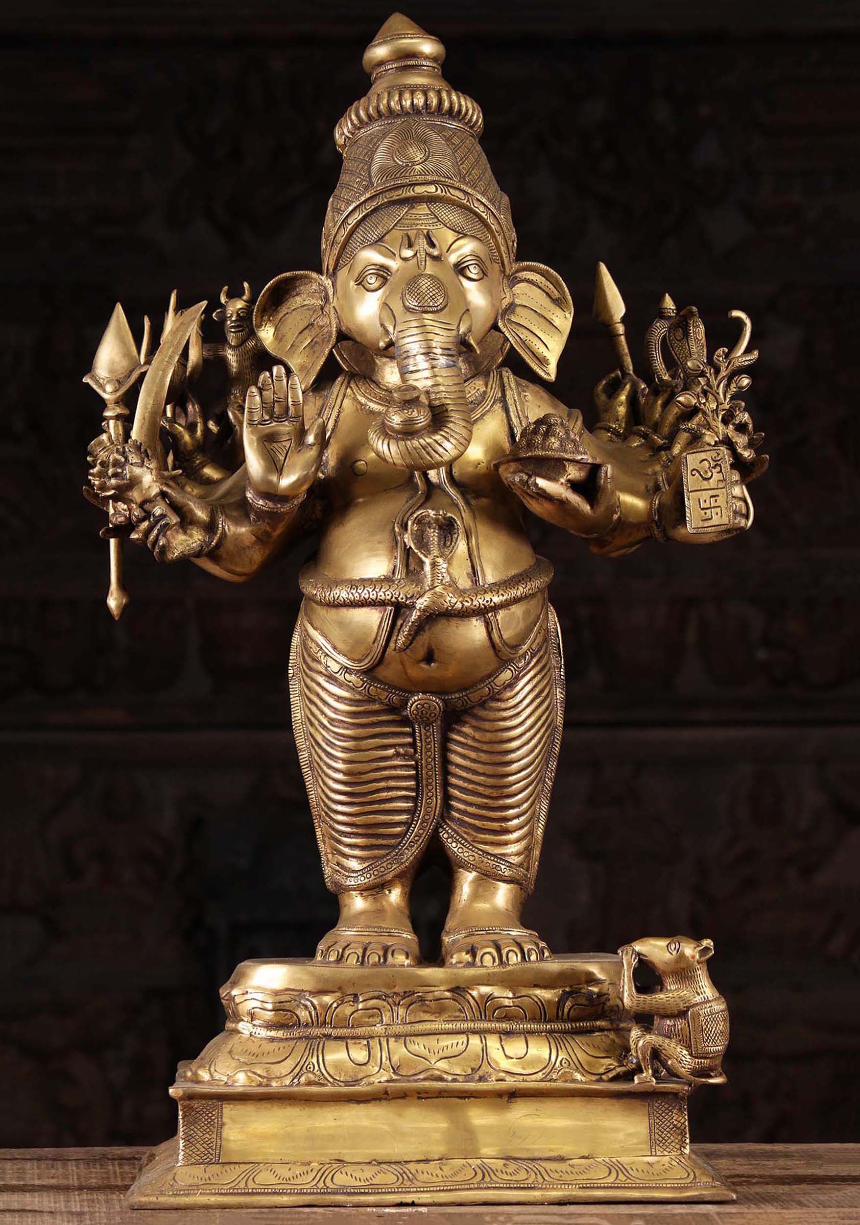 Brass Veera Ganesh Statue With 16 Arms 30 89bs7z Hindu Gods