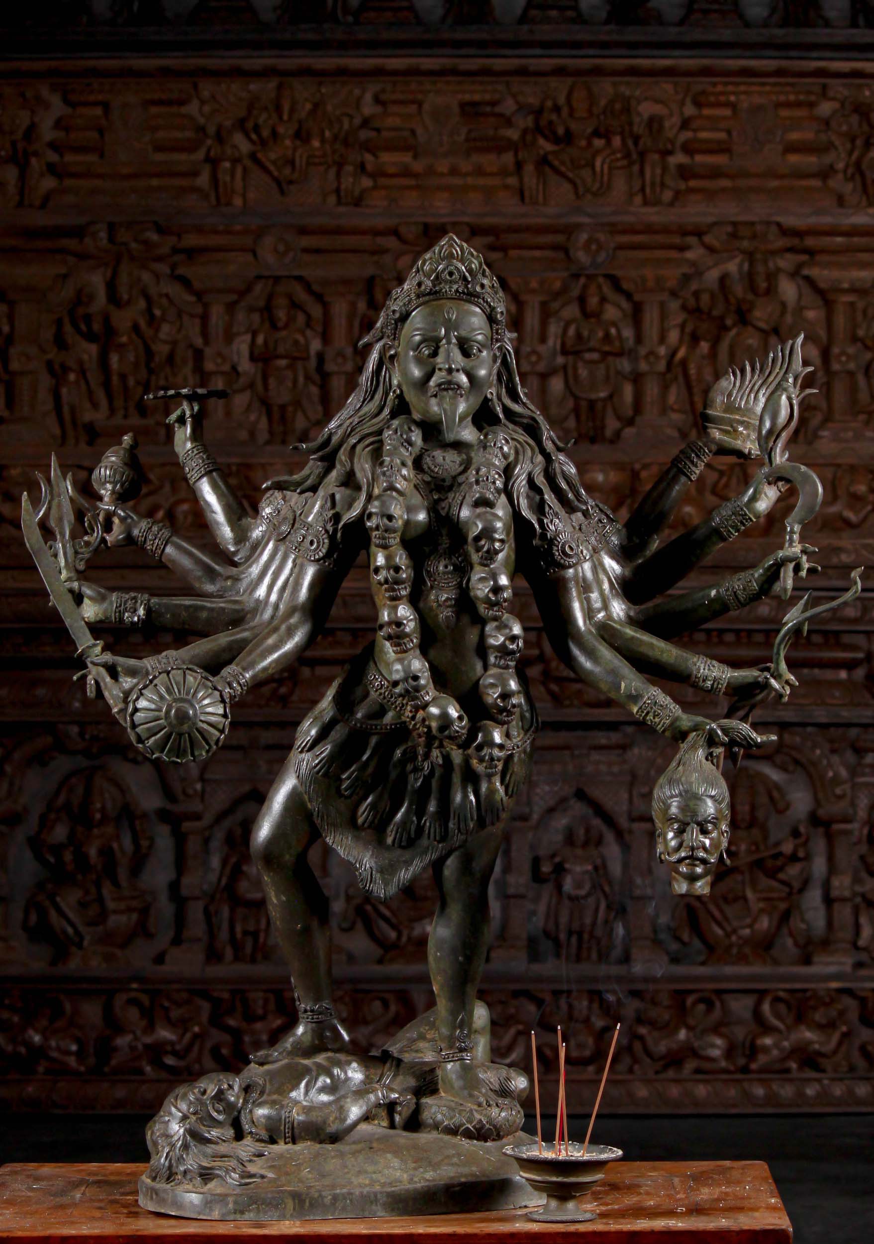 Brass Kali Statue Standing On Shiva S Corpse T Z Hindu Gods