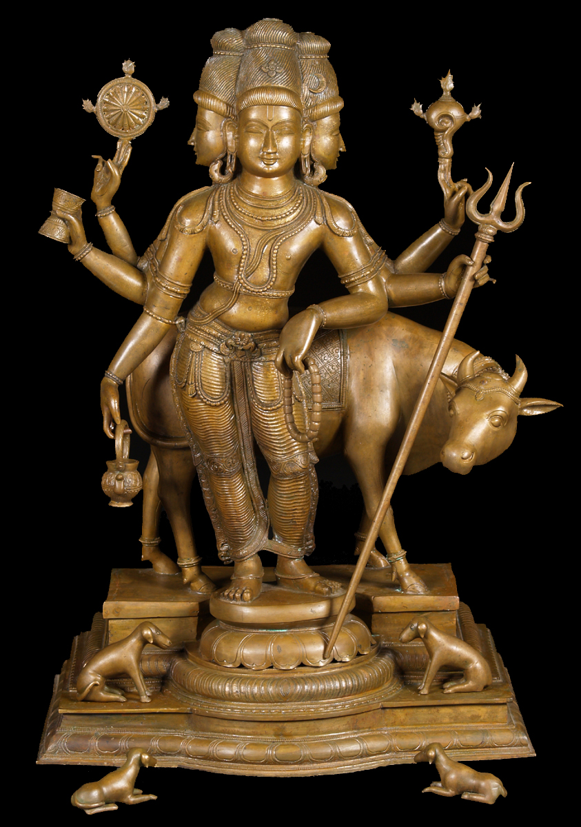 Bronze Hindu God Dattatreya statue -