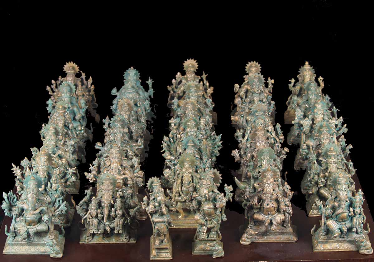 bronze-set-of-the-32-forms-of-ganesh