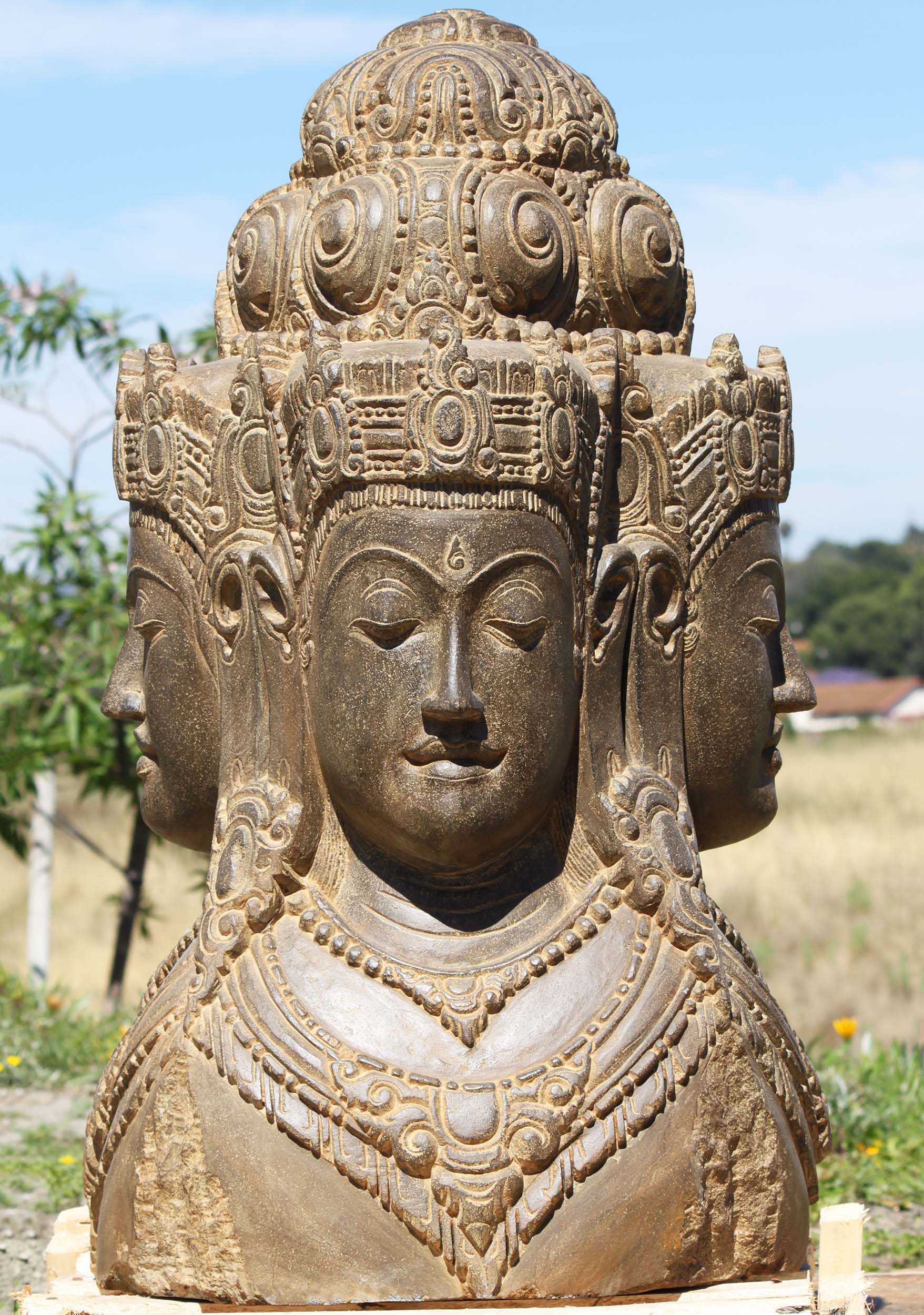 Stone 4 Faced Brahma The Creator" Bust 39"