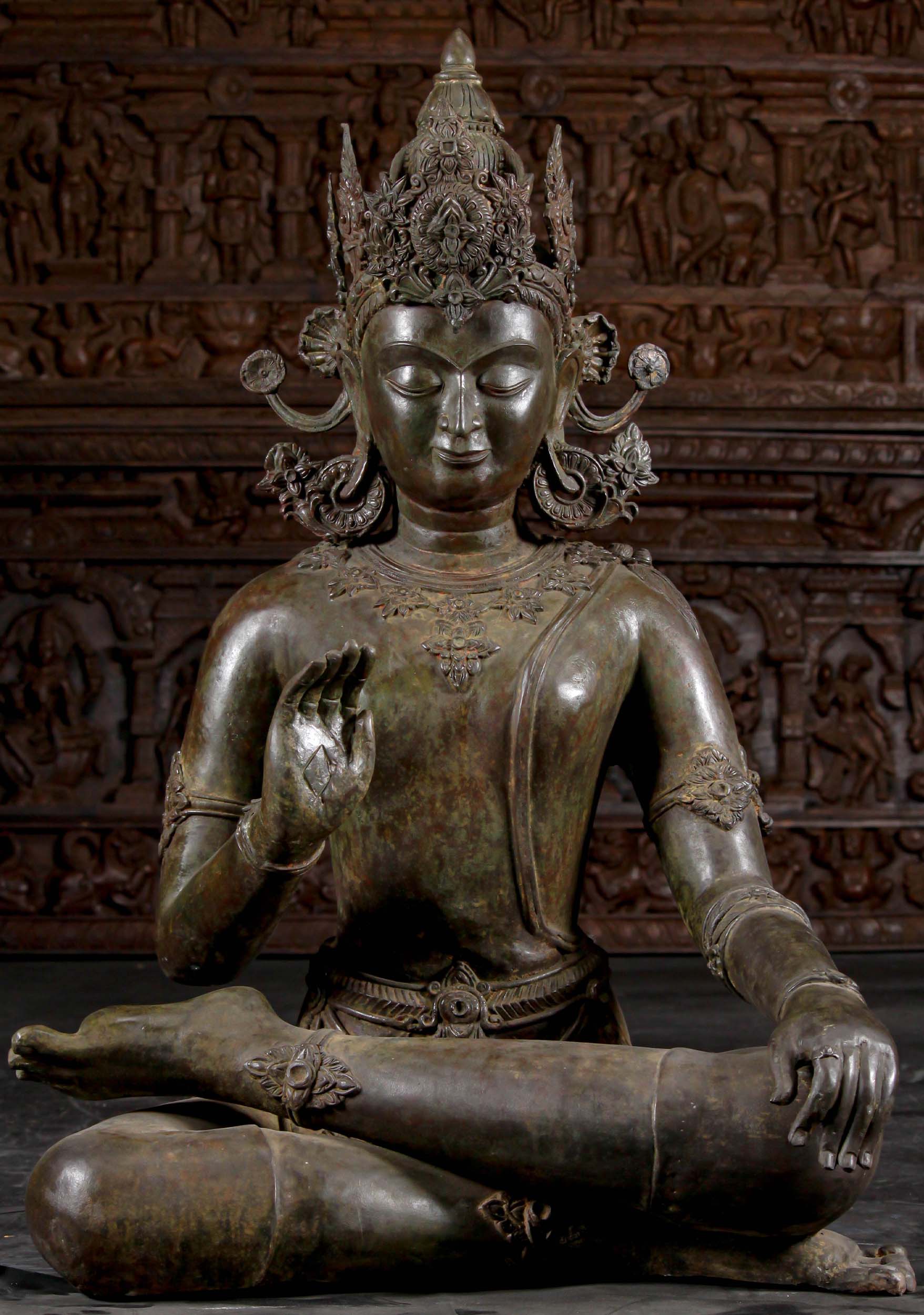 Buy Brass Buddha Idol Abhaya Mudra with Stonework 20