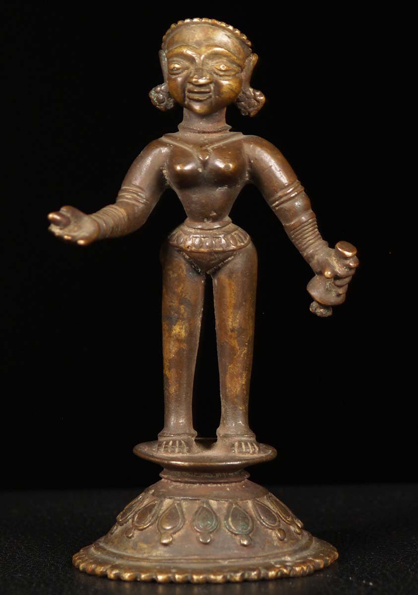 Antique Bronze Standing Radha Statue 6.5"