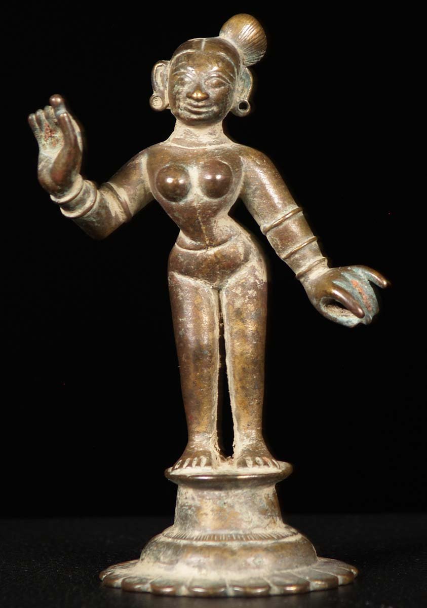 Bronze 19th Century Standing Radha Statue 6"