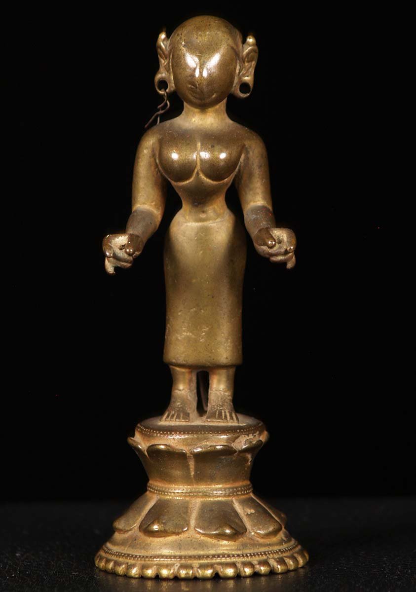 Bronze Antique Standing Devi Statue 5"