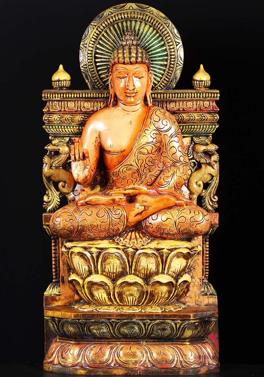 Wood Vitarka Mudra Buddha Statue 36"