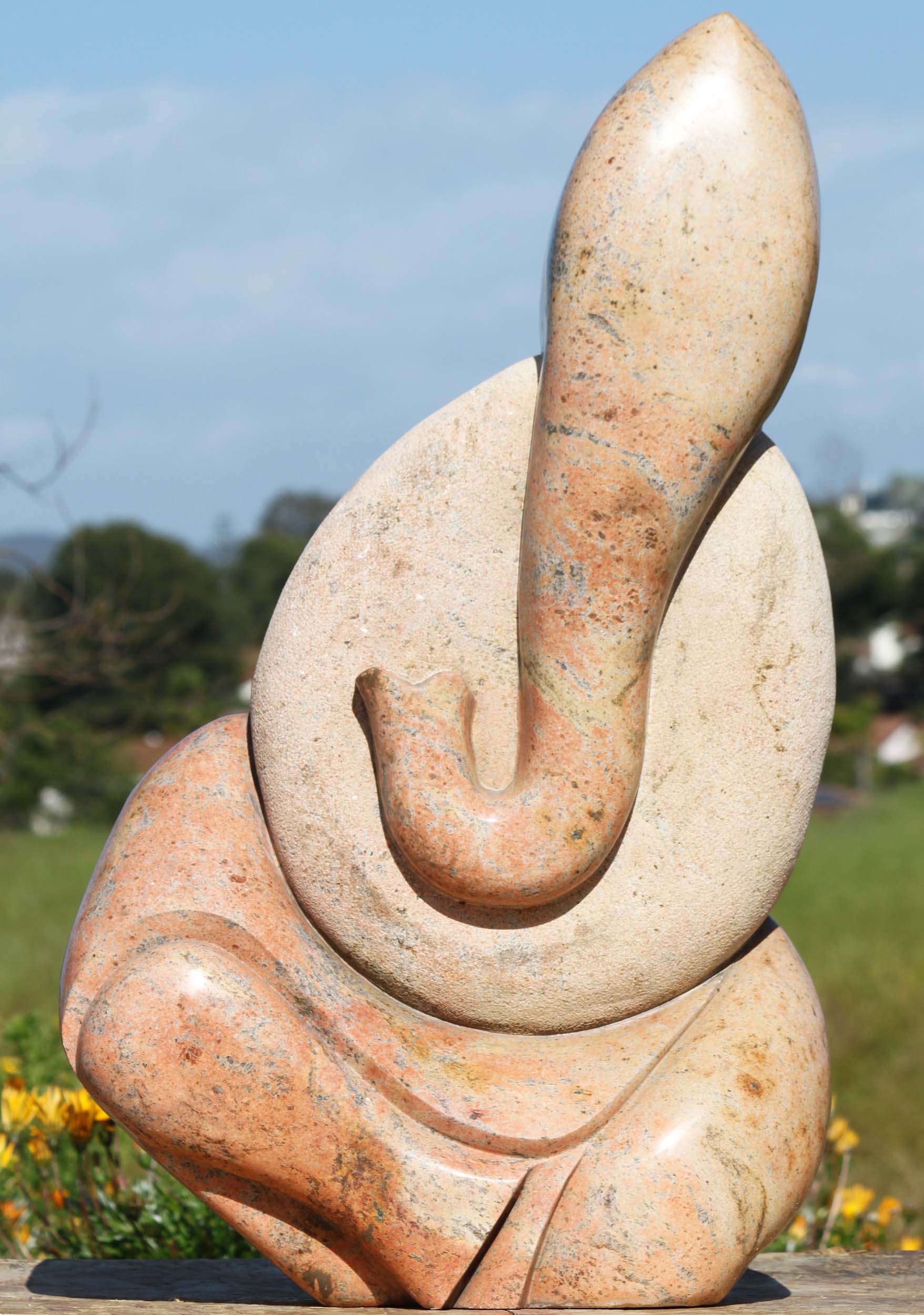 Beautiful Shiva Gold Granite Modern Ganesh Statue Perfect for the Garden in Any Climate 35"