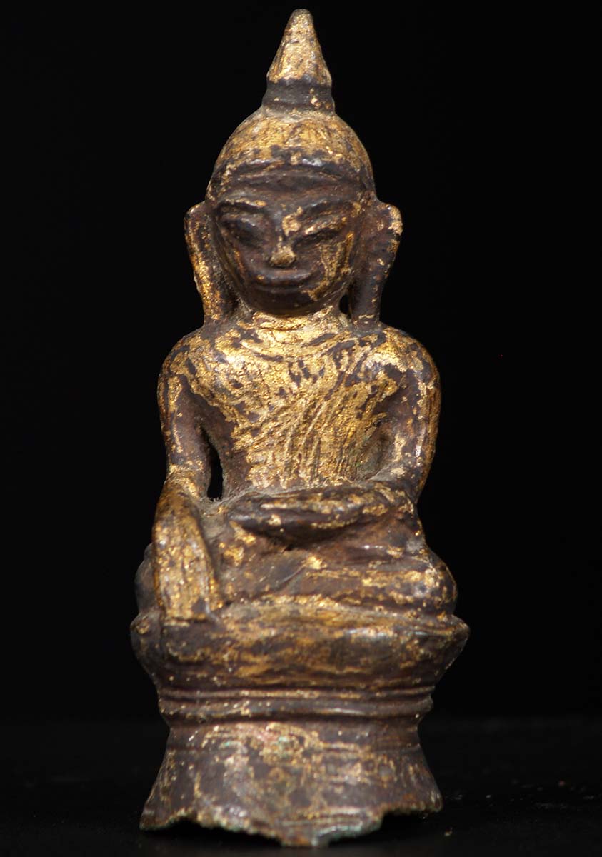 Antique Gold Gilt Burmese Buddha Statue 5"