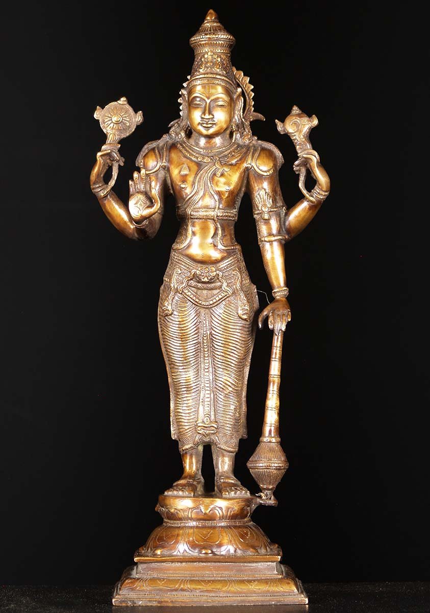 SOLD Brass Standing Vishnu Statue 21