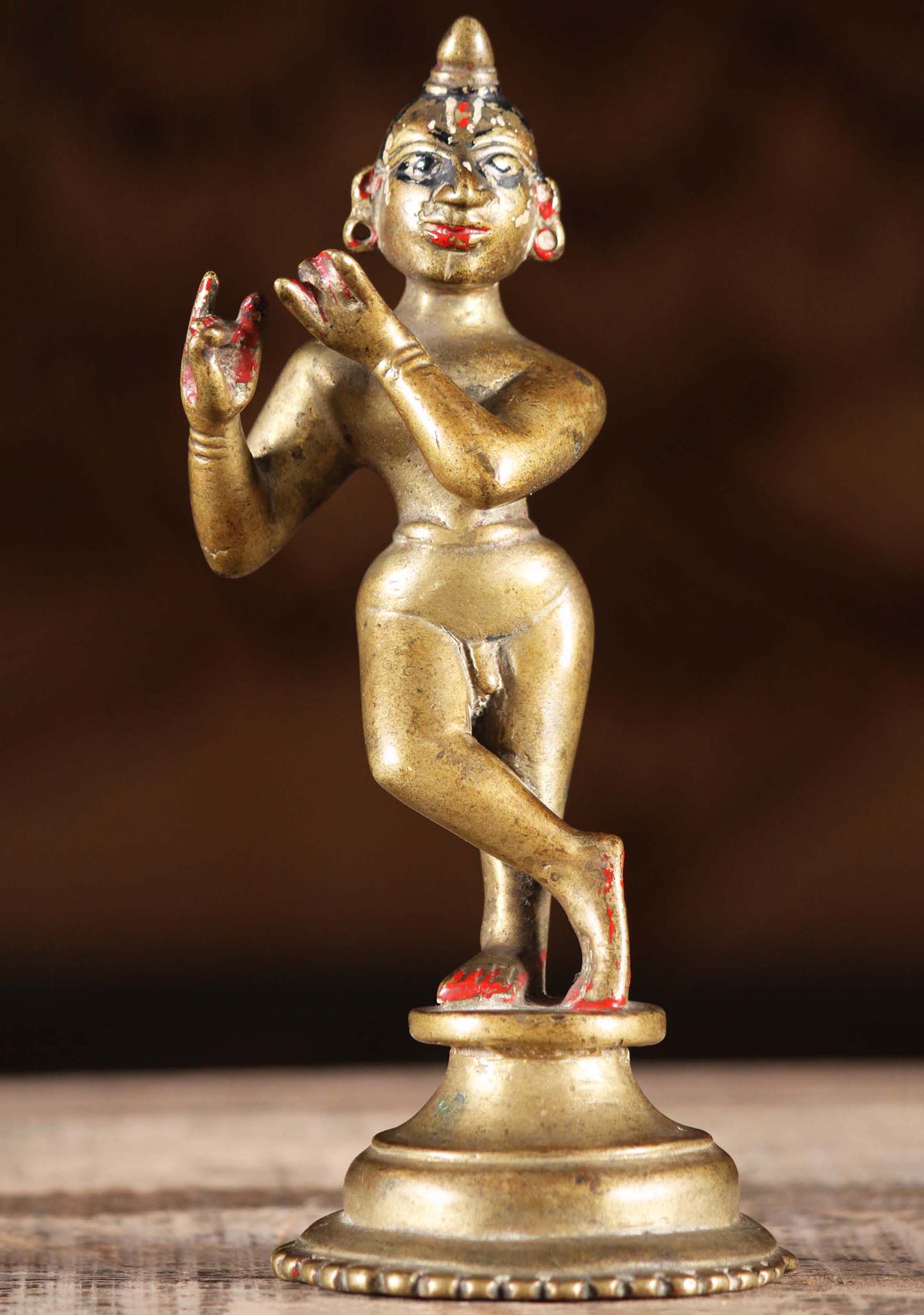 19th Century Antique Krishna Statue 6.5"