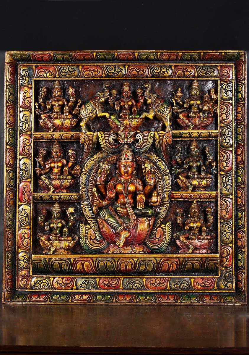 SOLD Wooden Ashta Lakshmi Panel 31