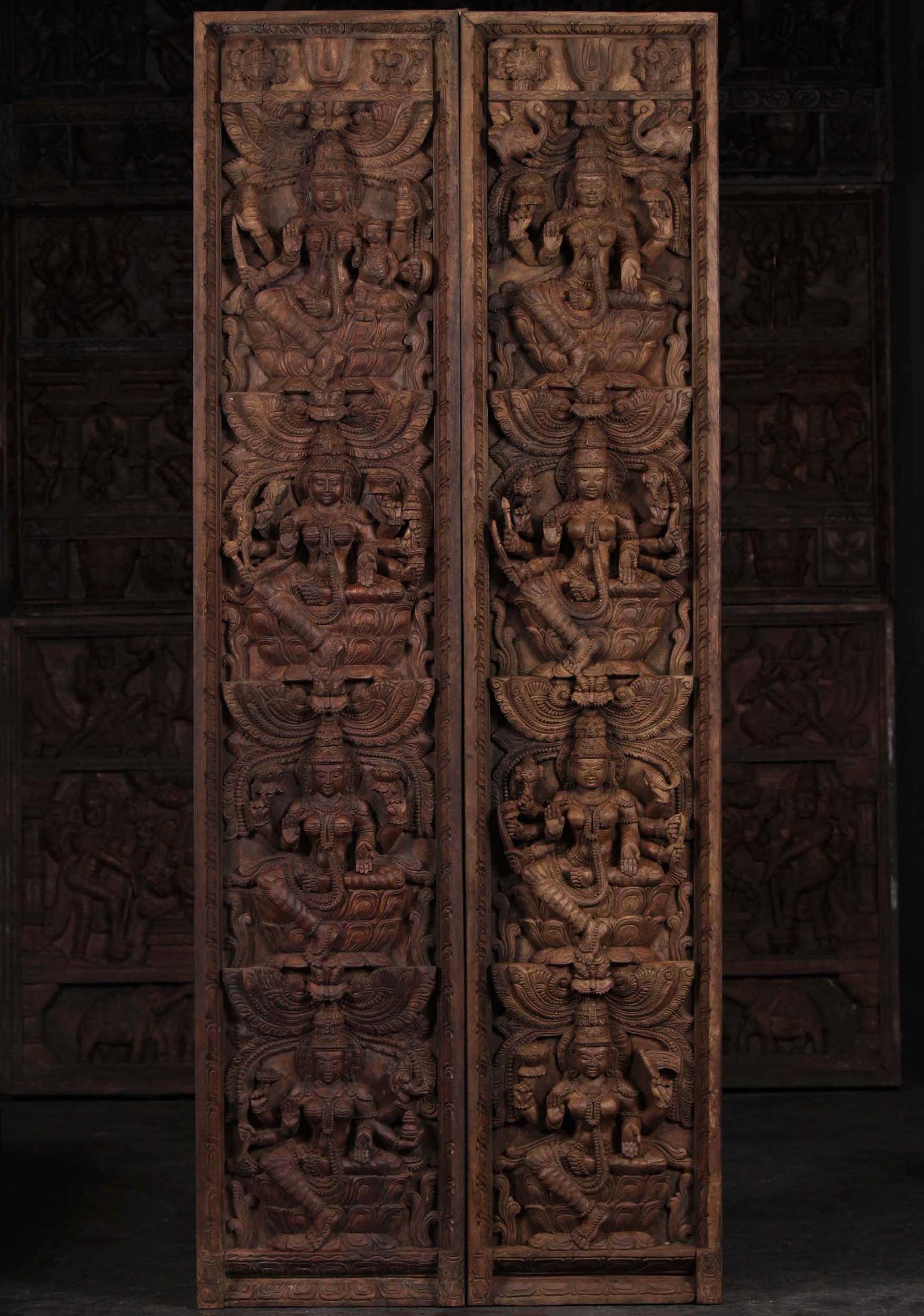 Set of Wood Ashta Lakshmi Wall Panels 72"