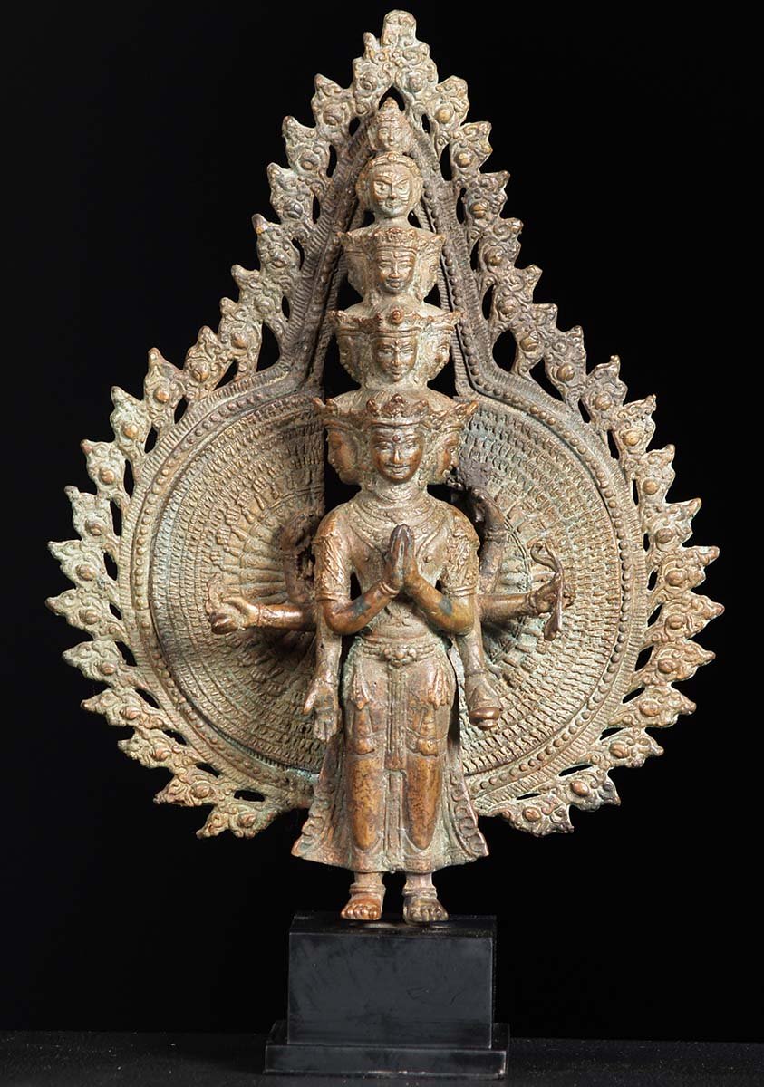 Brass 1,000 Armed Avalokiteshvar Statue 15"