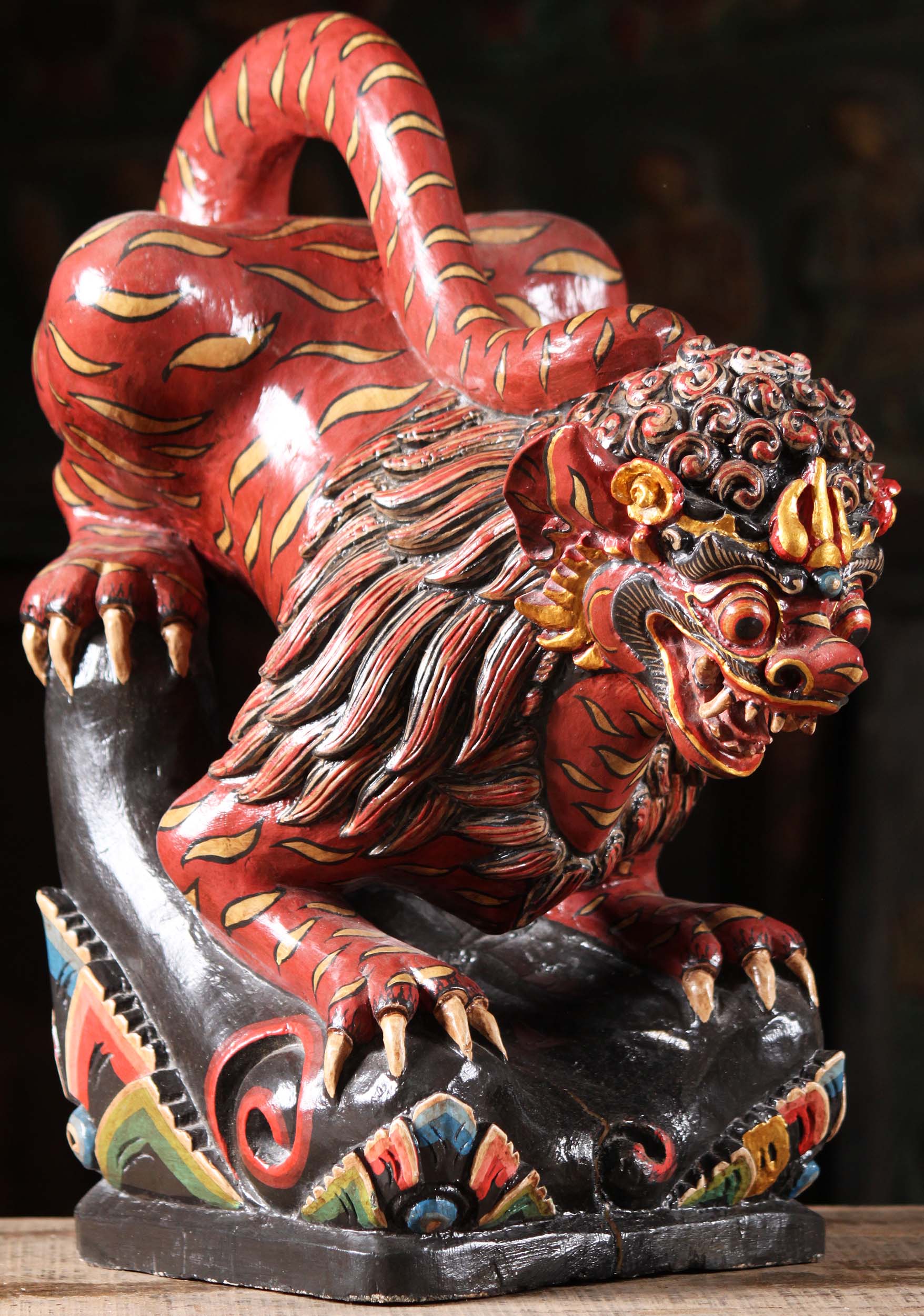 Balinese Style Lion or Singa Statue 16"