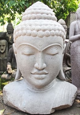 SOLD Large Garden Buddha Holding Pagoda 75
