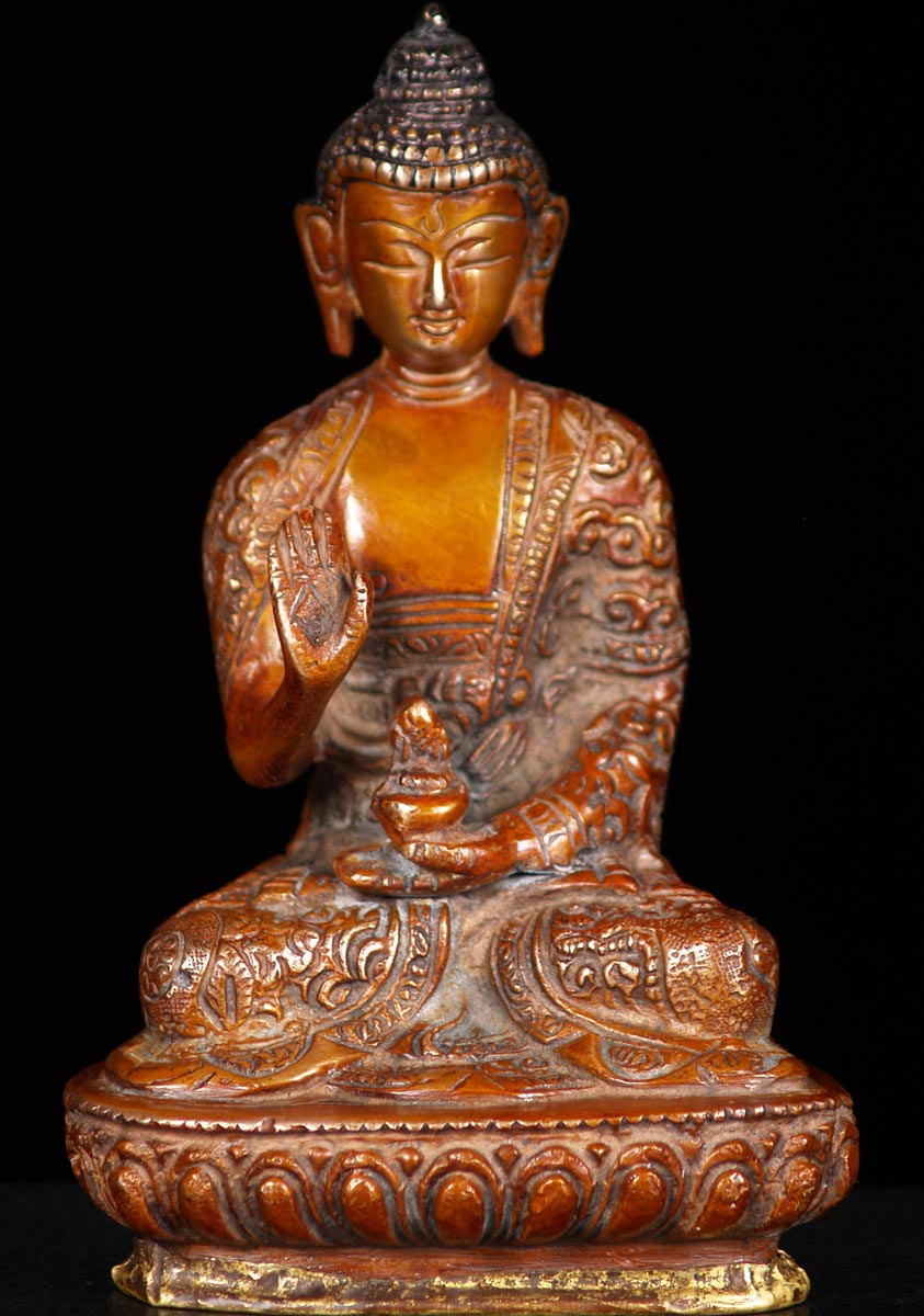 Brass Abhaya Mudra Buddha Statue 5.5"