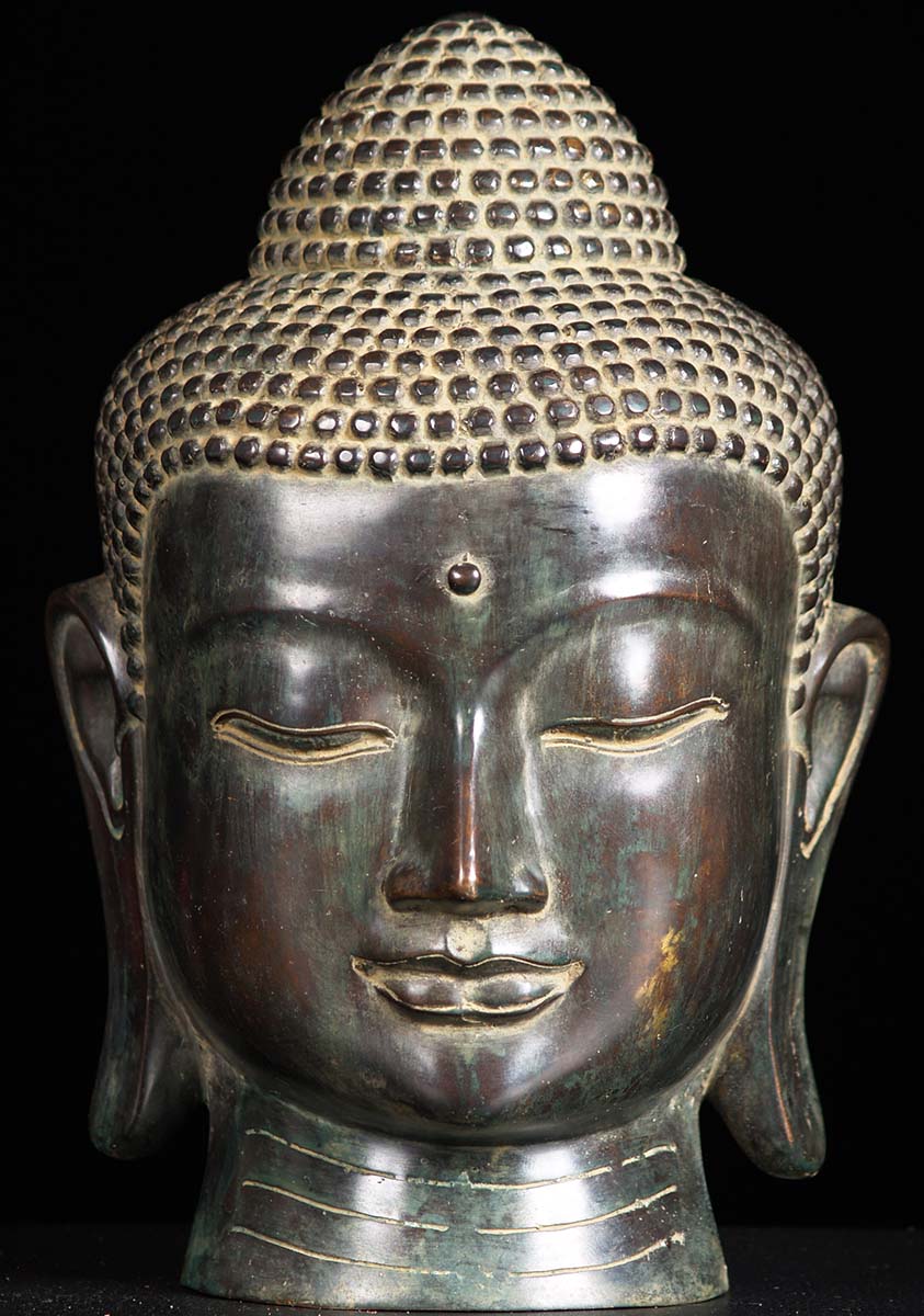 Brass Buddha Bust 12"