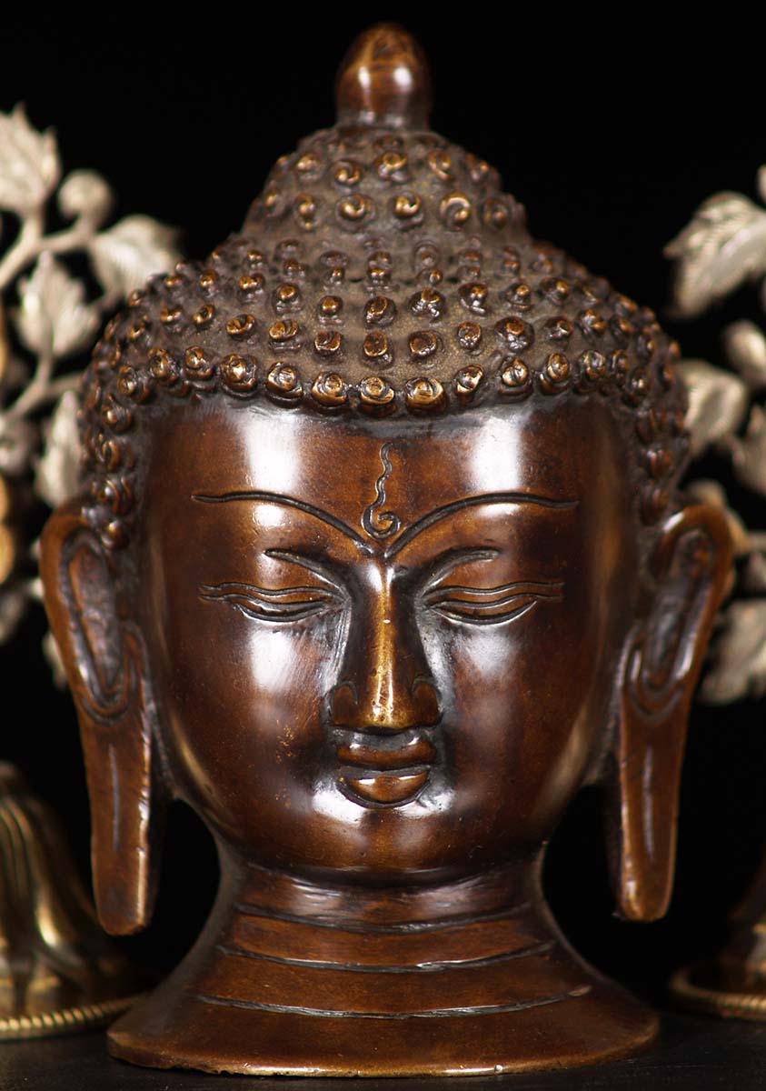 Small Brass Buddha Head 5"