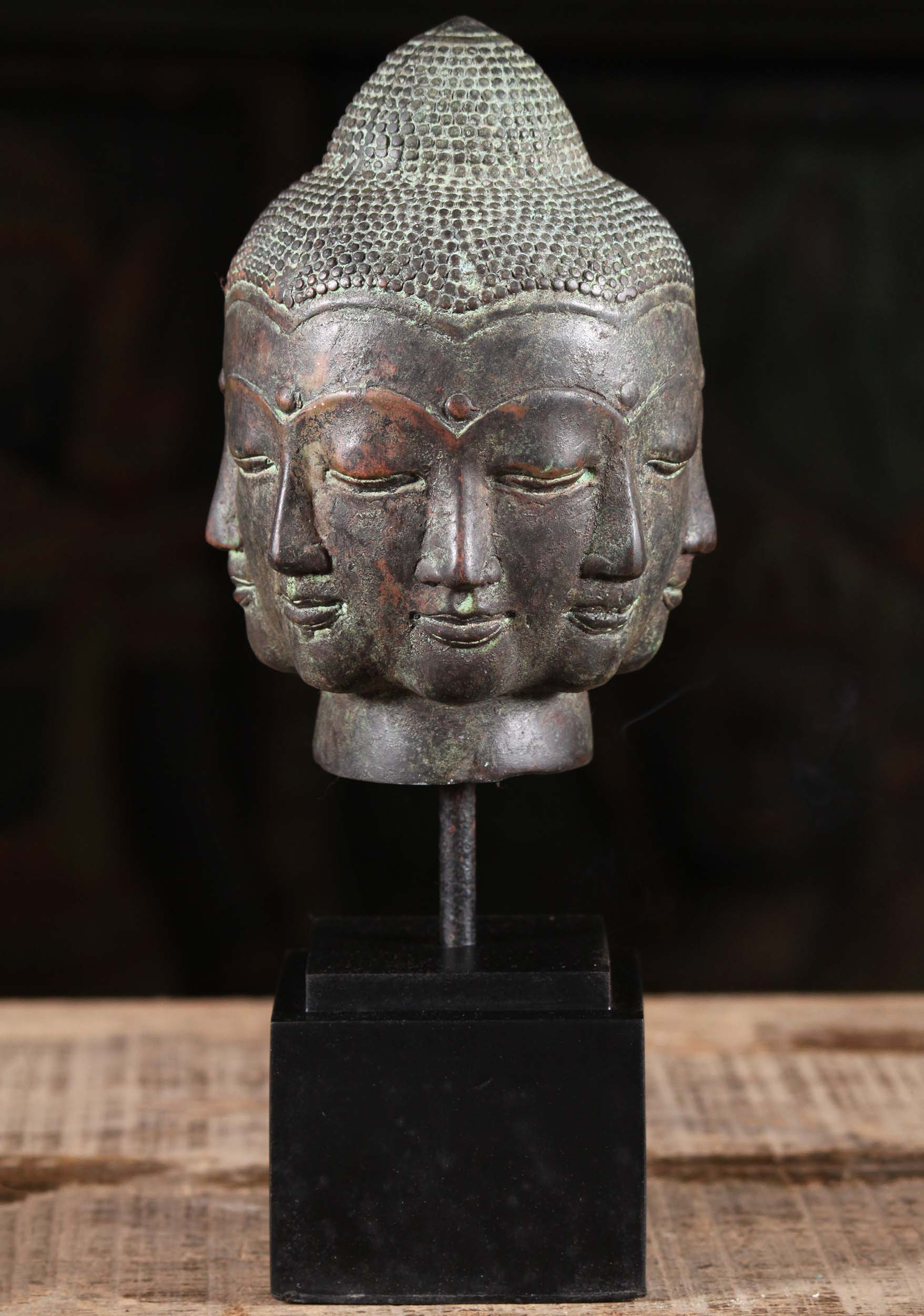 Brass Buddha Bust with 8 Faces 7.5"