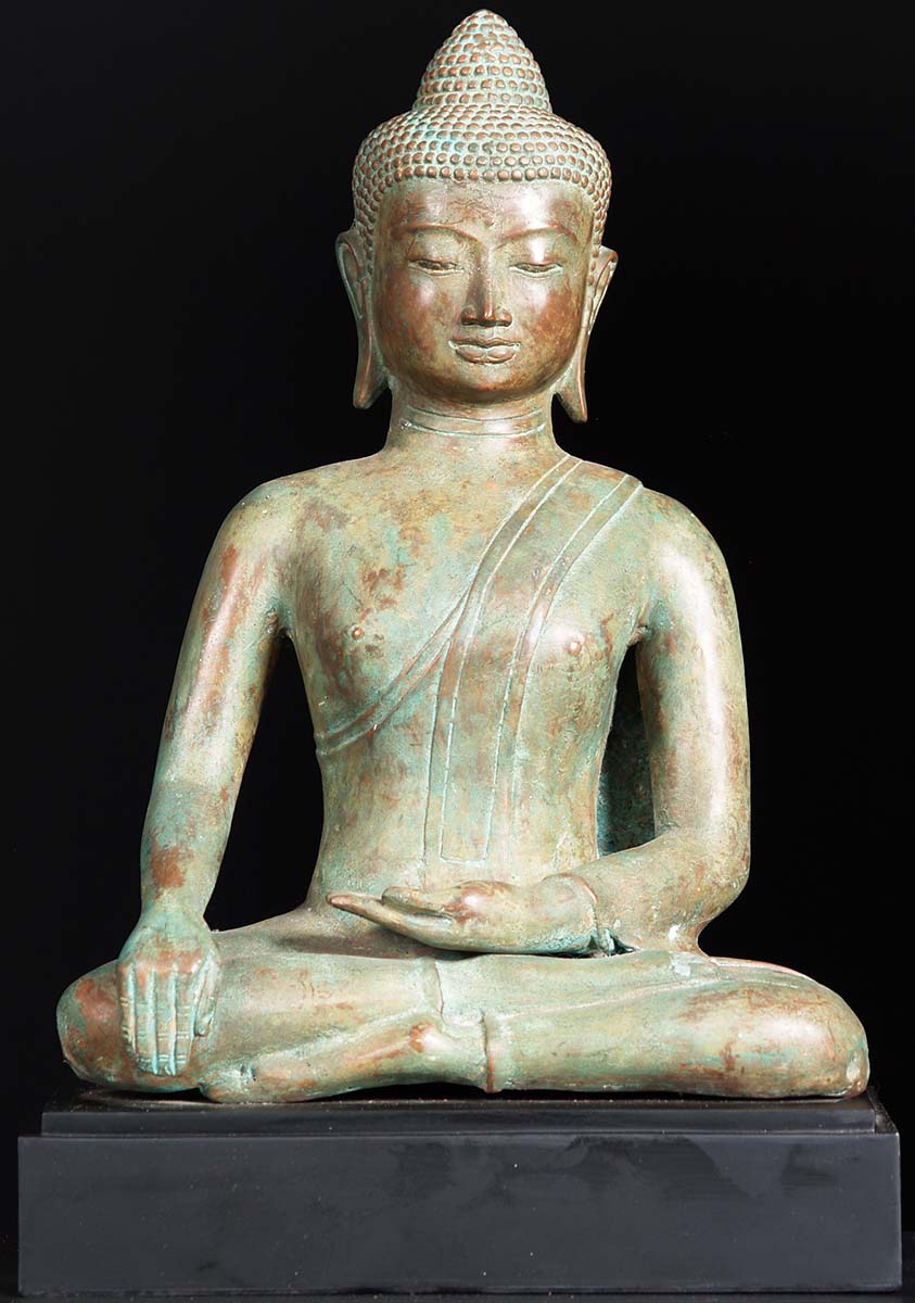 SOLD Bali Brass Seated Buddha Statue 18" (#81bb19): Hindu Gods & Buddha