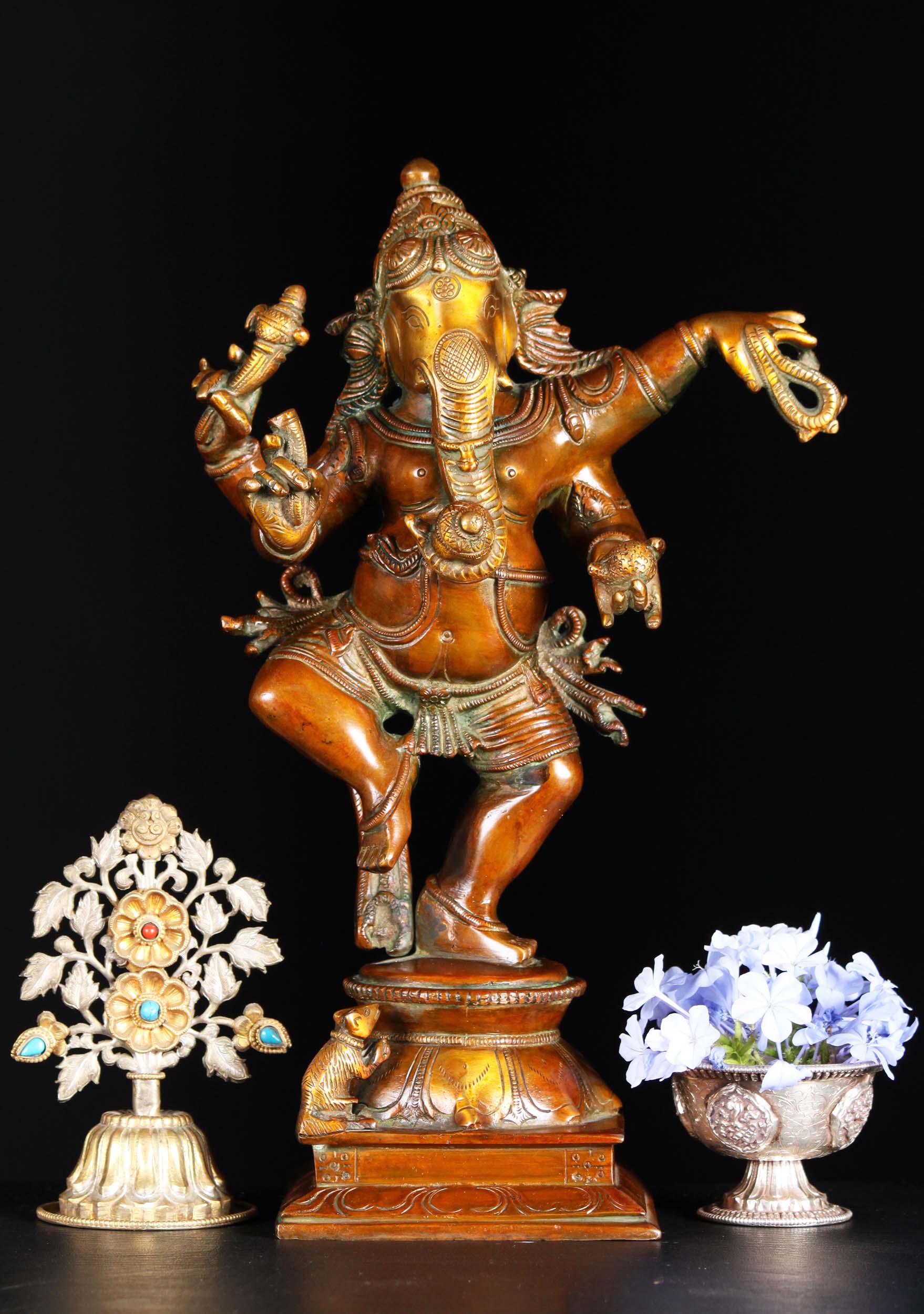 Brass Dancing Ganapathi Statue 13"