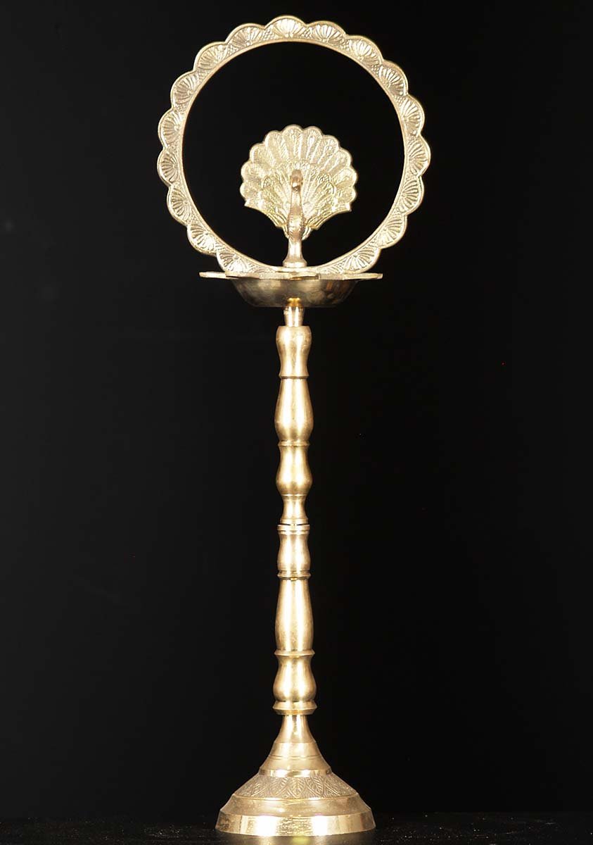 Brass Peacock Lamp or Deepam Perfect for Puja Ceremonies or for the "Festival of Lights" Diwali