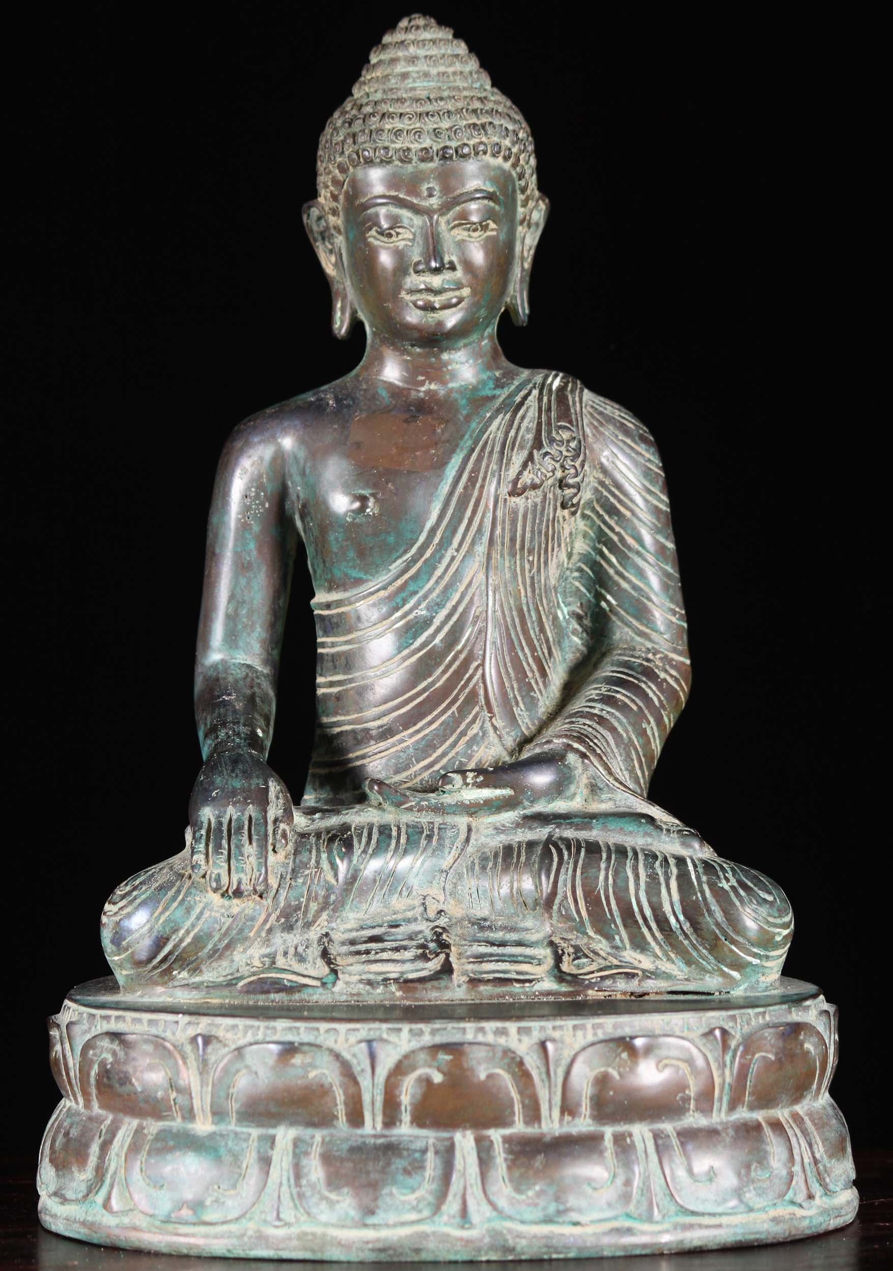 Brass Earth Touching Buddha Sculpture 12