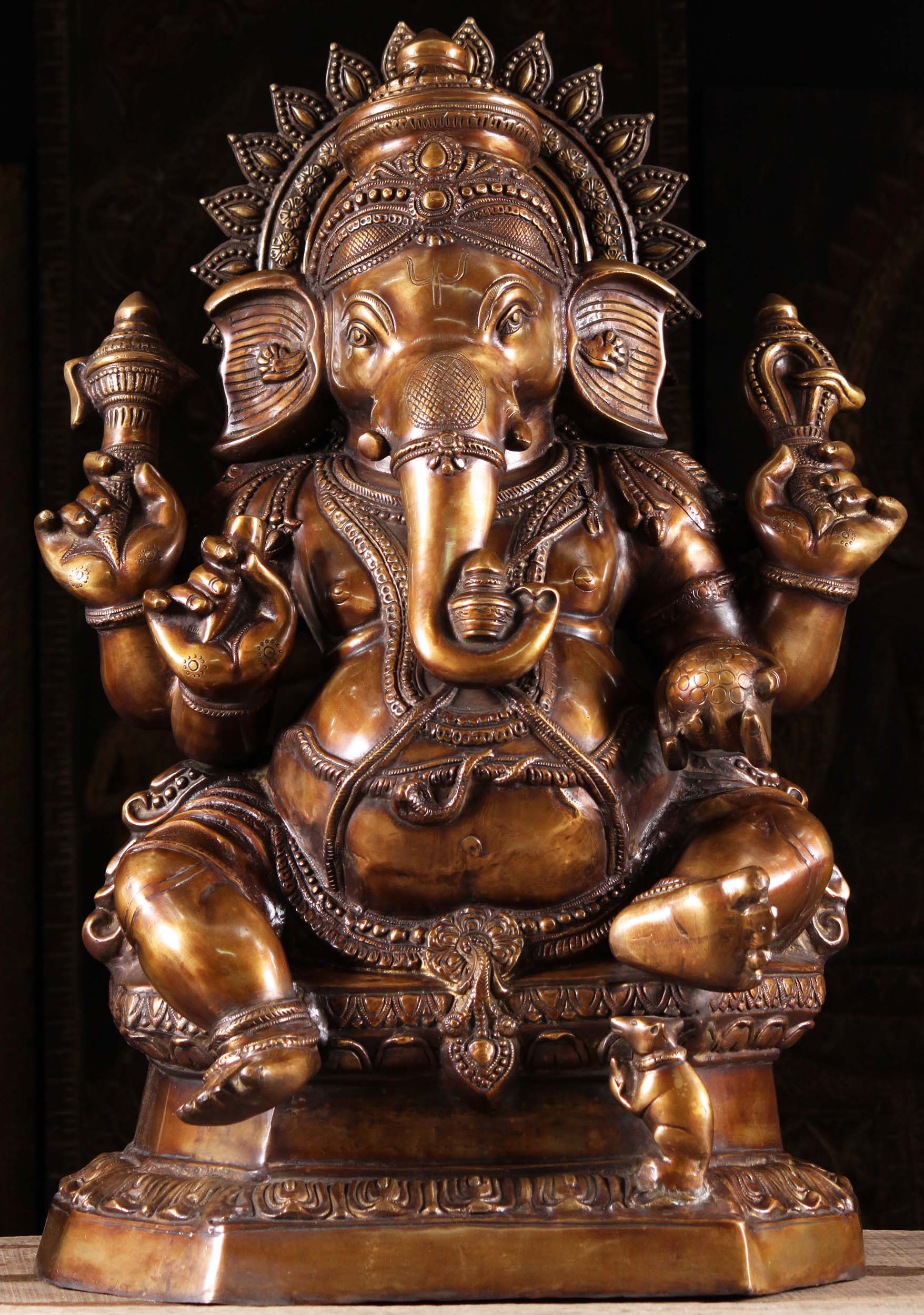 SOLD Brass Ganesh Large Seated Statue 32