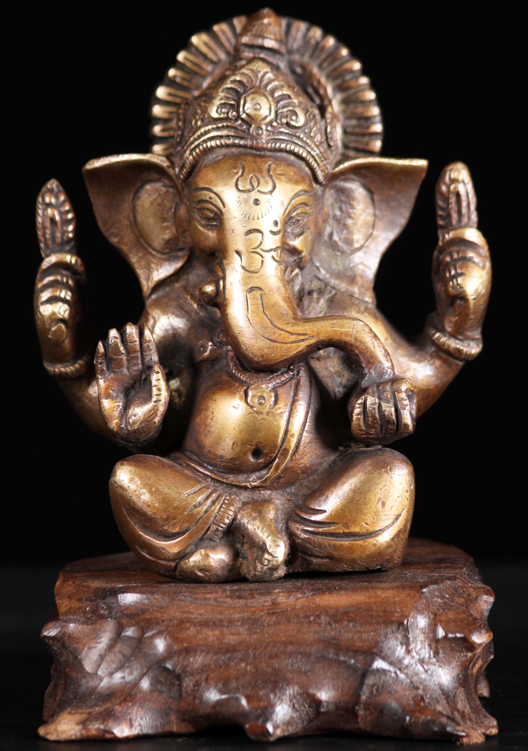SOLD Brass Small Ganesh Statue in Abhaya Mudra 4.5