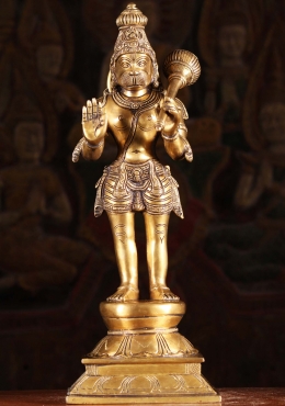 SOLD Brass Meditating Hanuman Statue 15