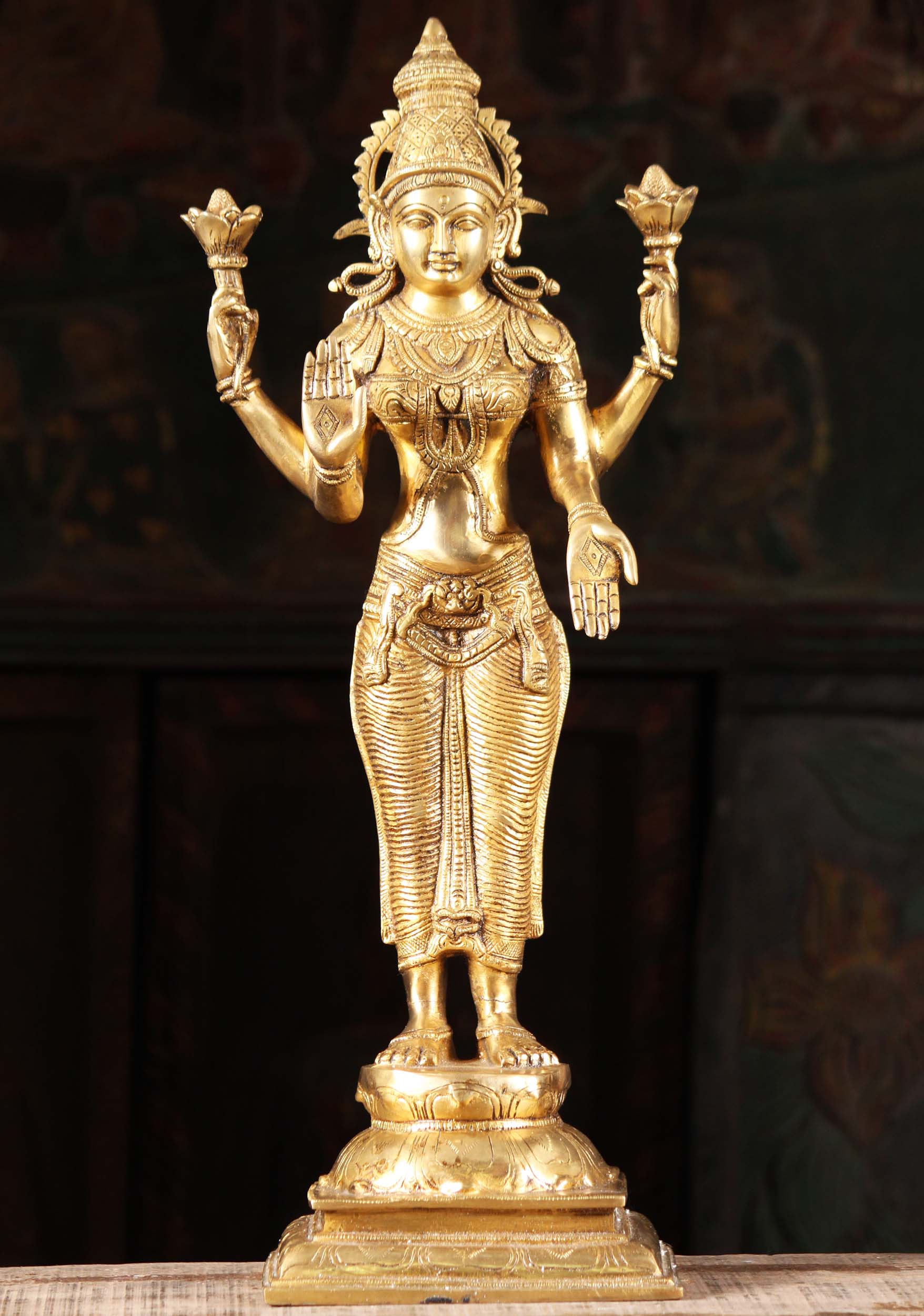 Brass Lakshmi In Varada & Abhaya Mudra 20"