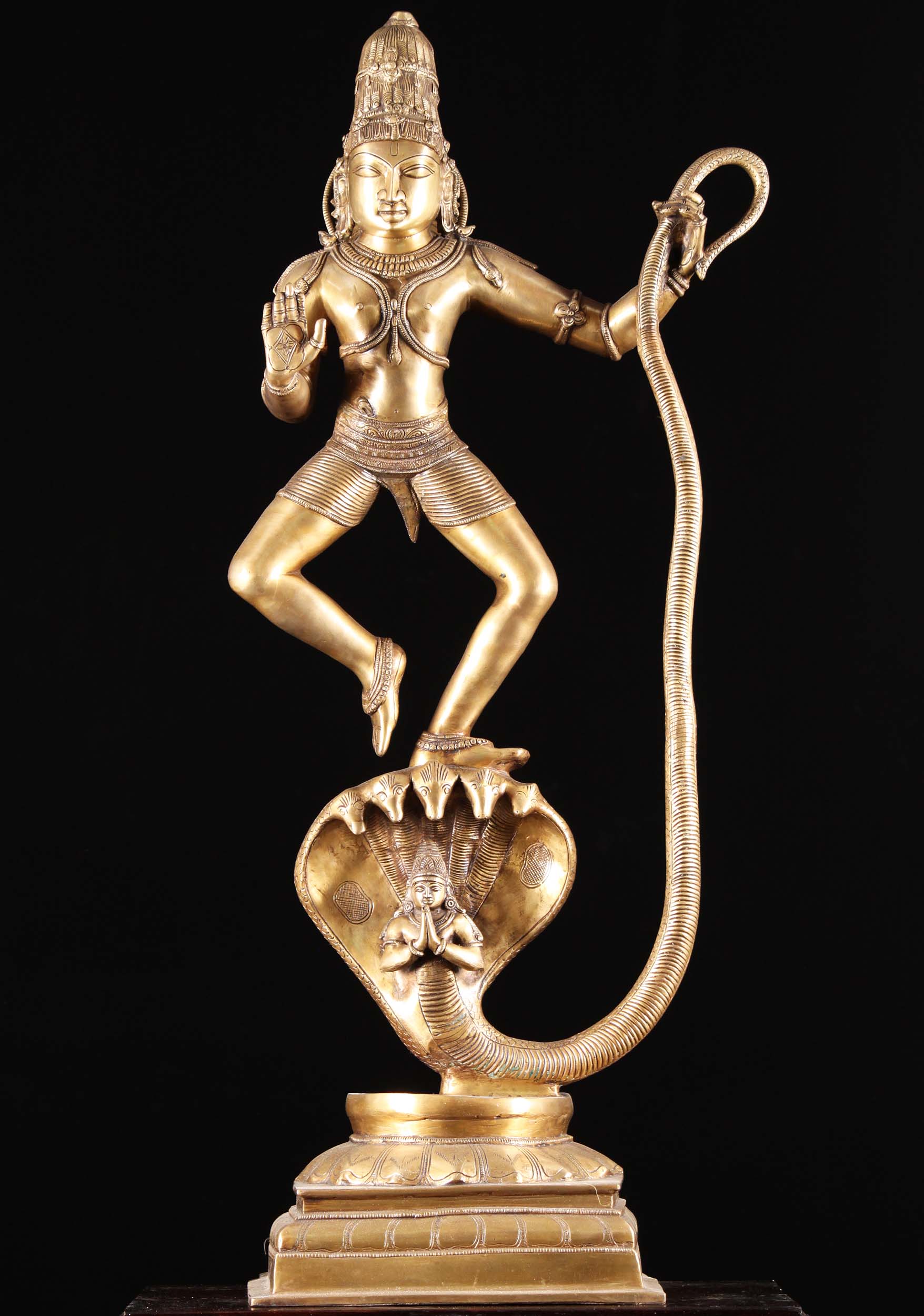 Brass Large Kaliya Krishna Statue 40"