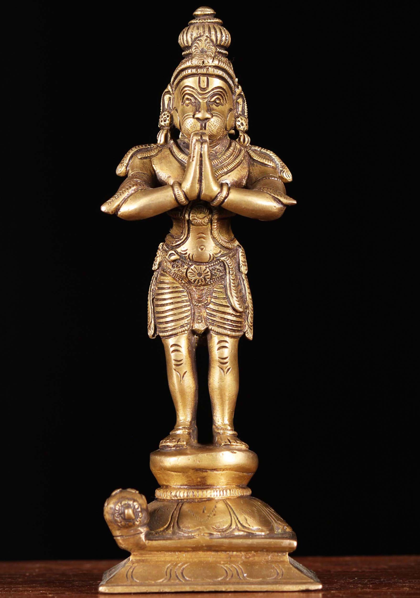 Brass Namaste Anjali Mudra Hanuman Statue 9"