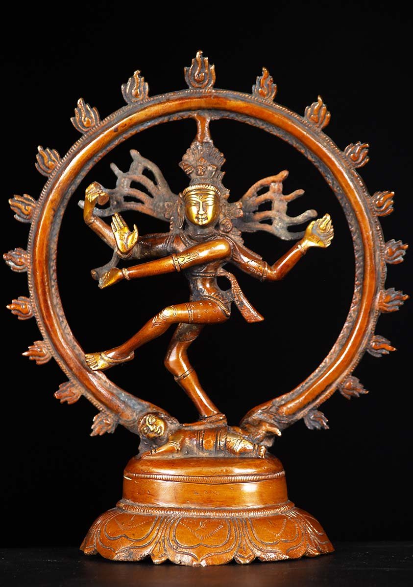 Brass Nataraja Shiva With Arch Statue 10"