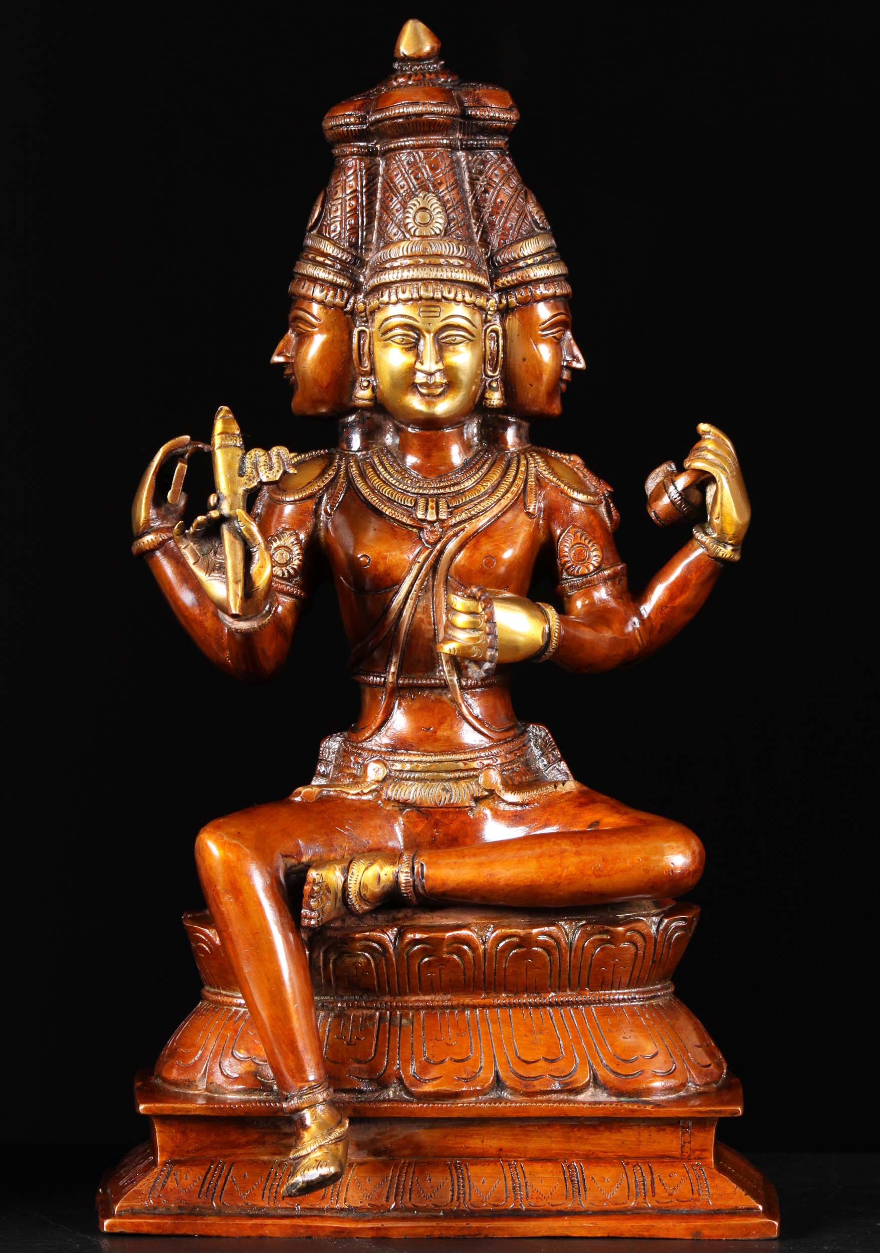Brass Seated Brahma  the Creator Statue 16 89bs80z 