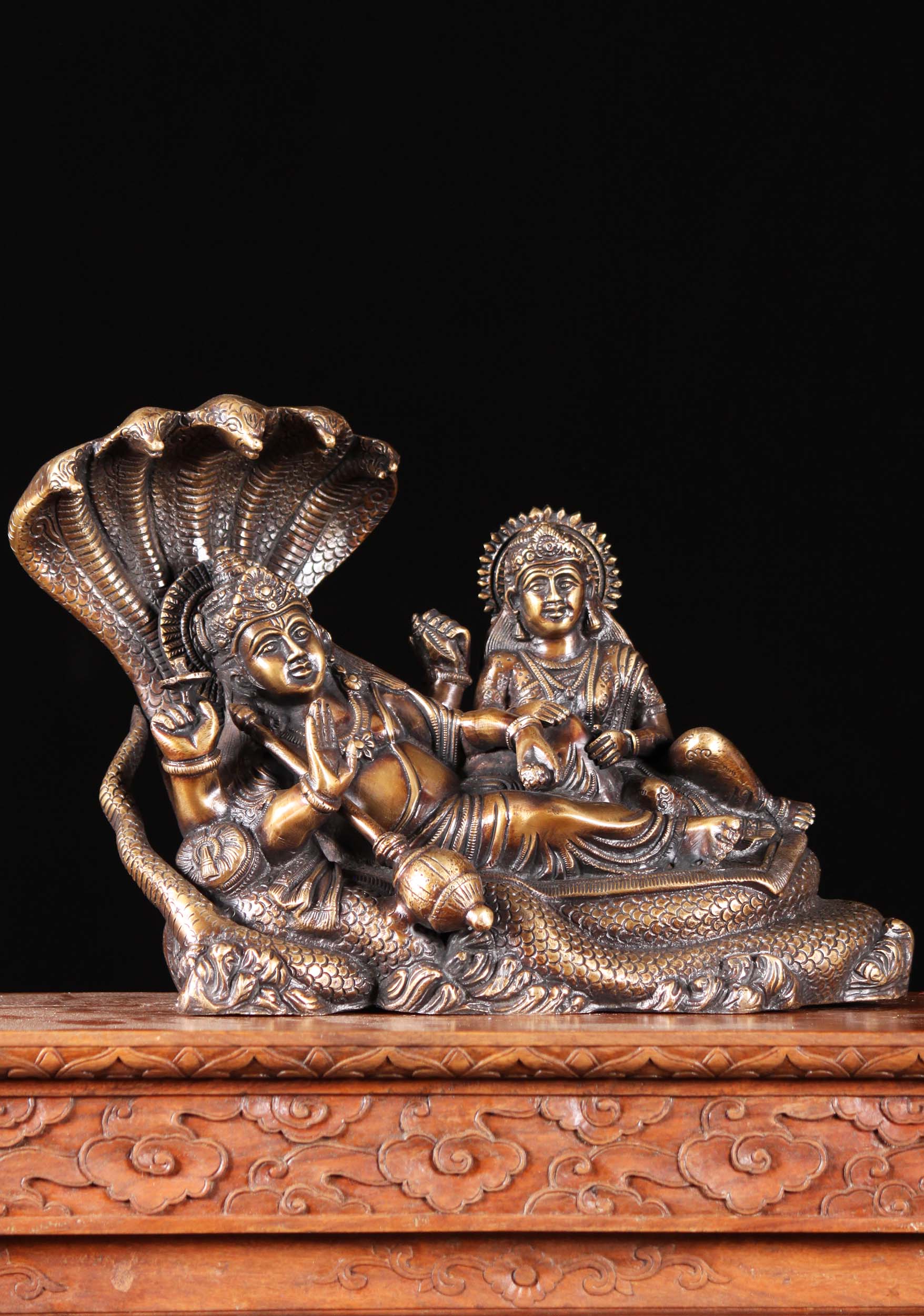 Sold Brass Vishnu Laying On Ananta Sesha 10 89bs123z Hindu Gods Buddha Statues