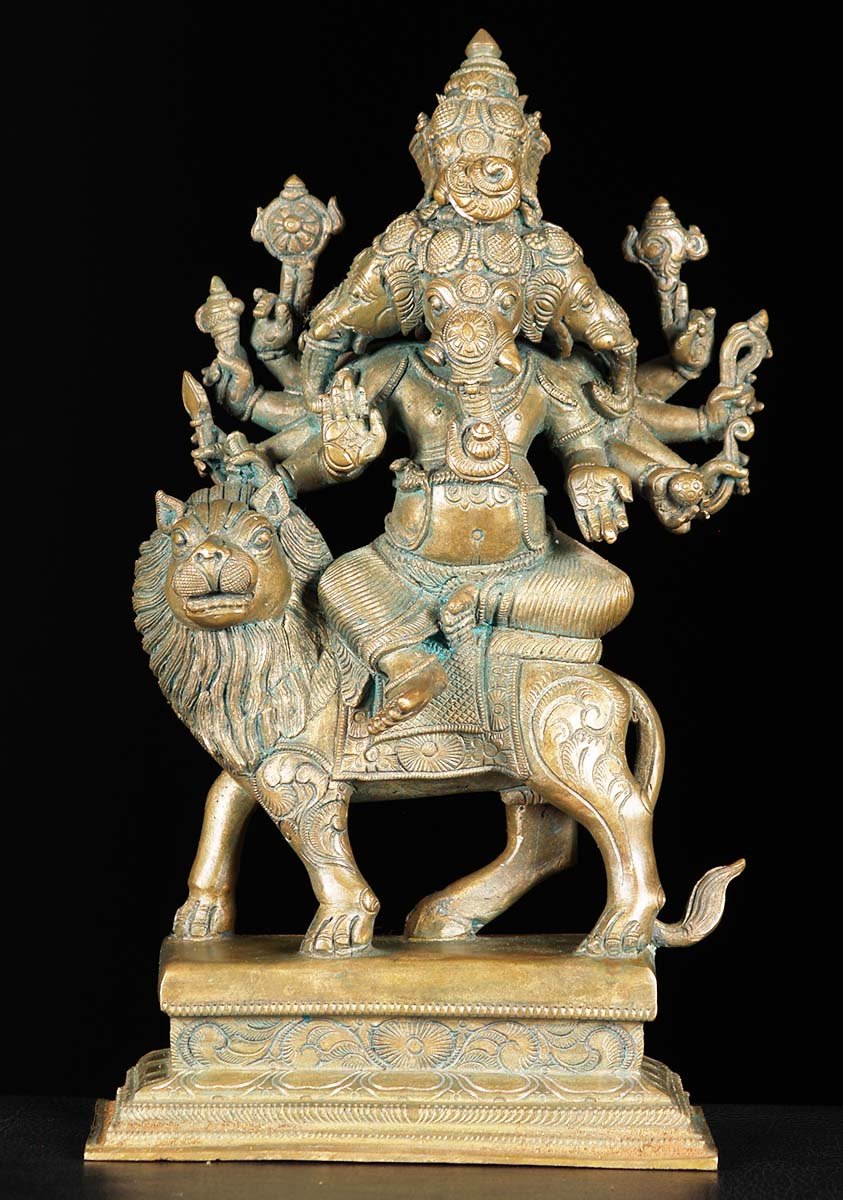 Bronze 5 Headed Ganesh Statue 13"