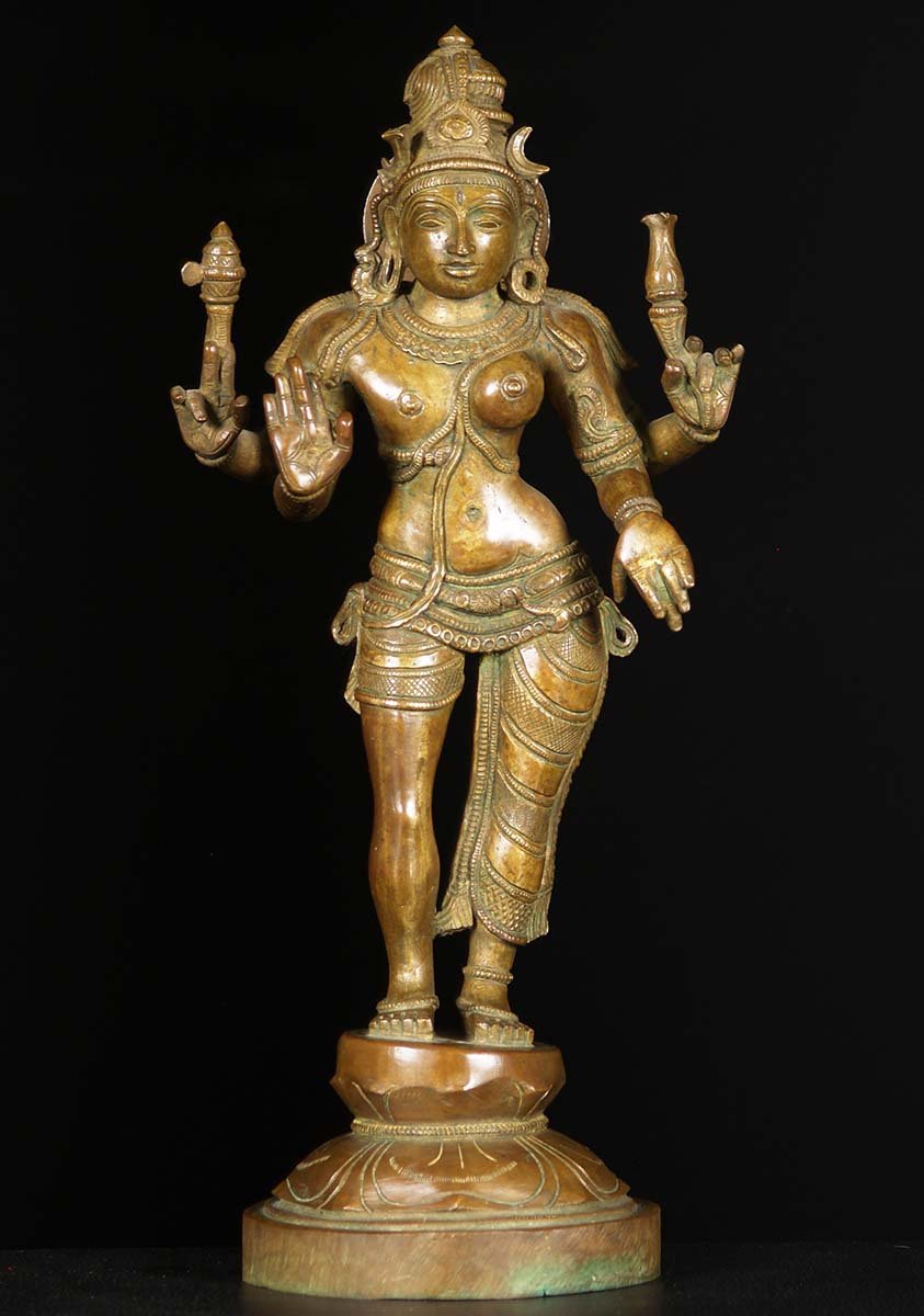 Bronze Ardhanari Shiva Parvati Statue 17"