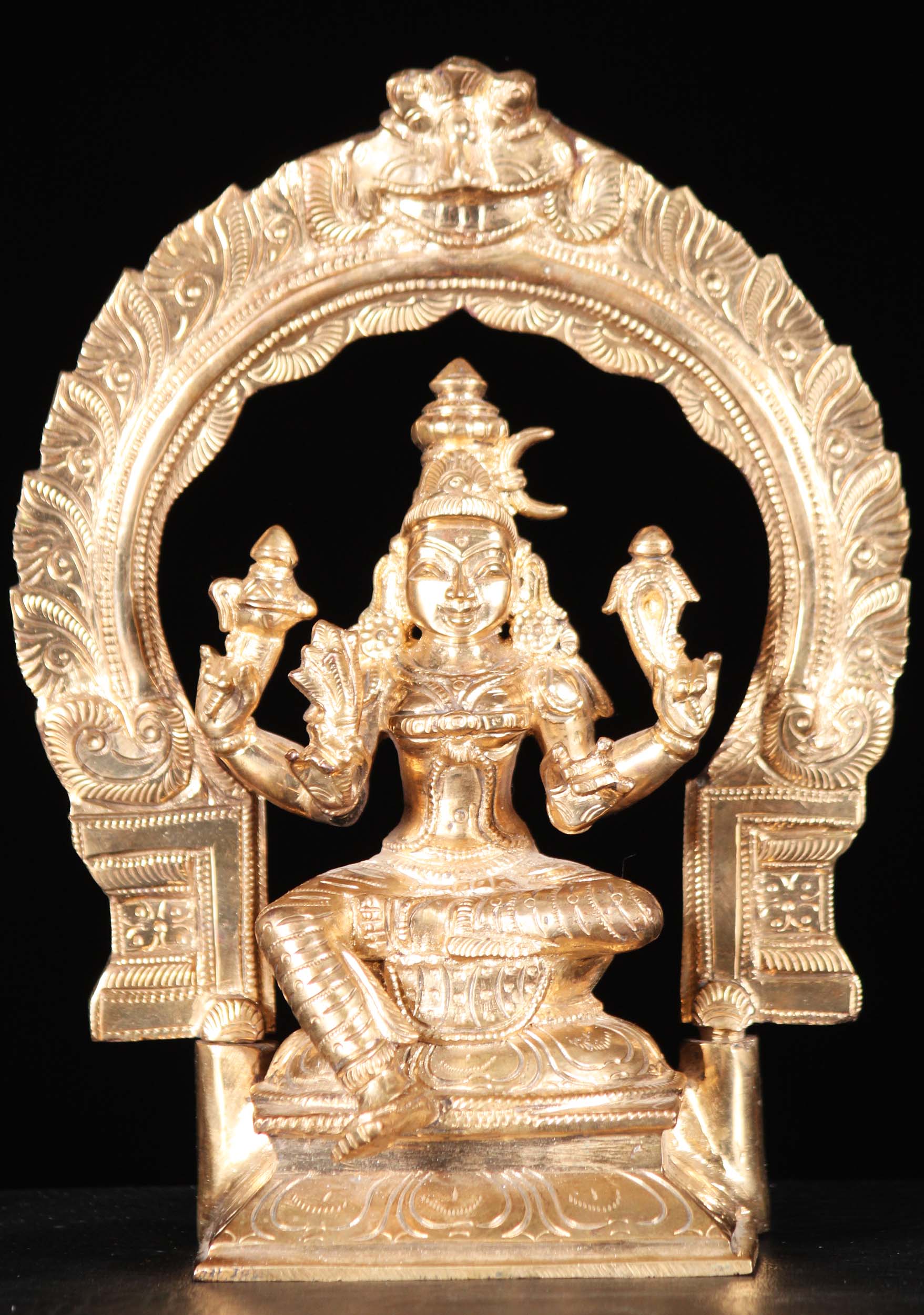 Bronze Golden Rajeshwari Statue with Arch 9"