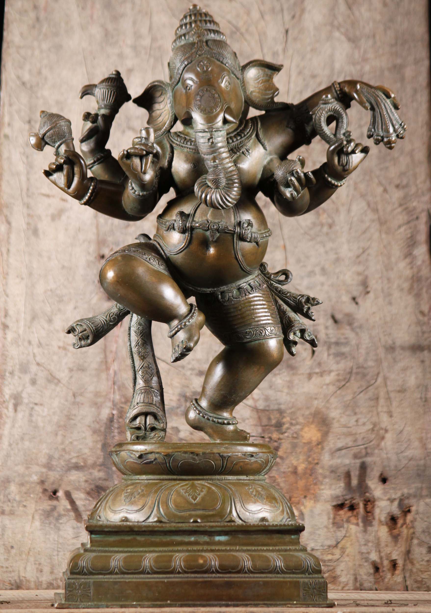 Bronze Ganesh Dancing With 6 Arms 24"