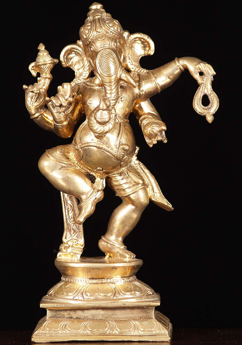 Polished Golden Bronze Ganesh 8.5"