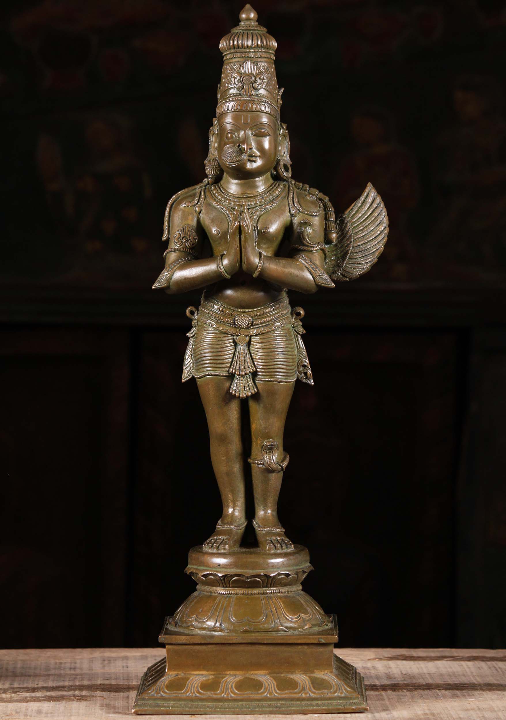 Bronze Namaste Garuda & Hanuman Statue 18"