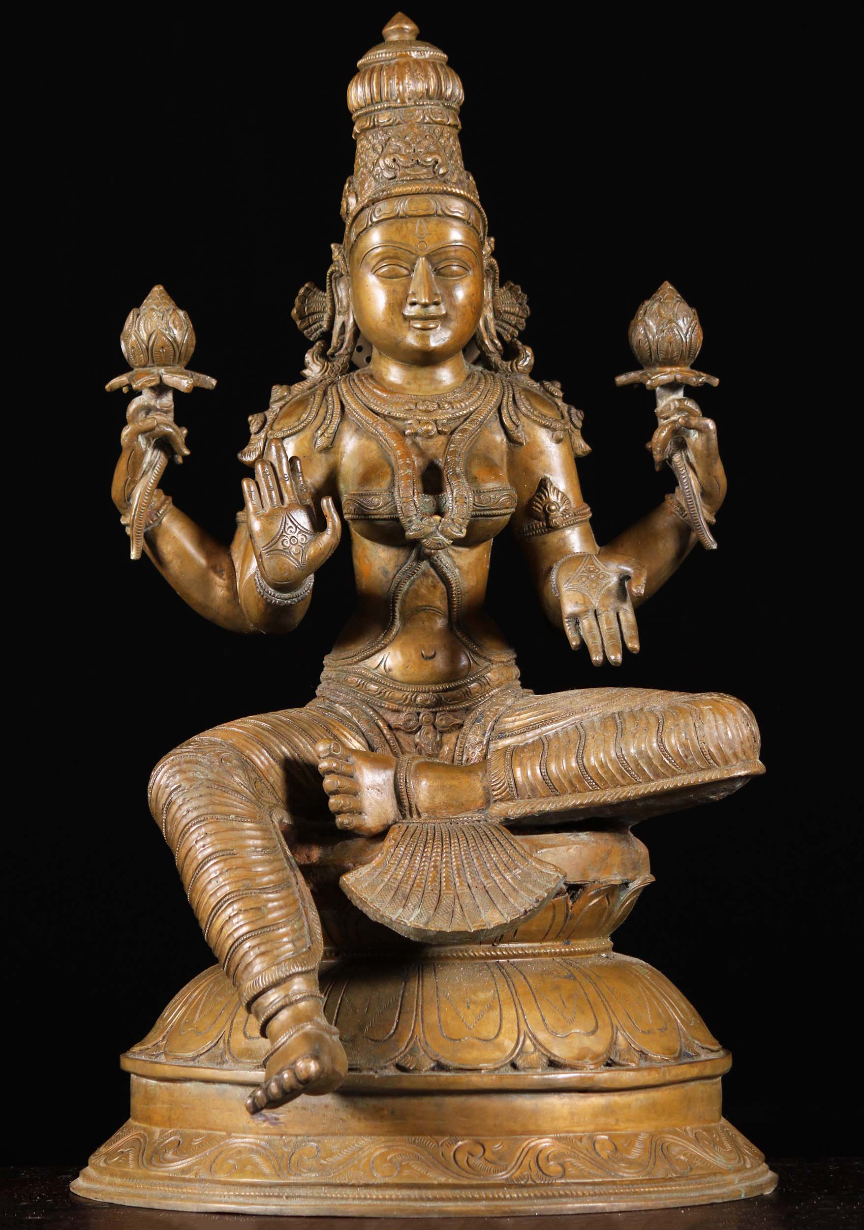 1 Bronze Hindu Goddess Lakshmi Sculpture 