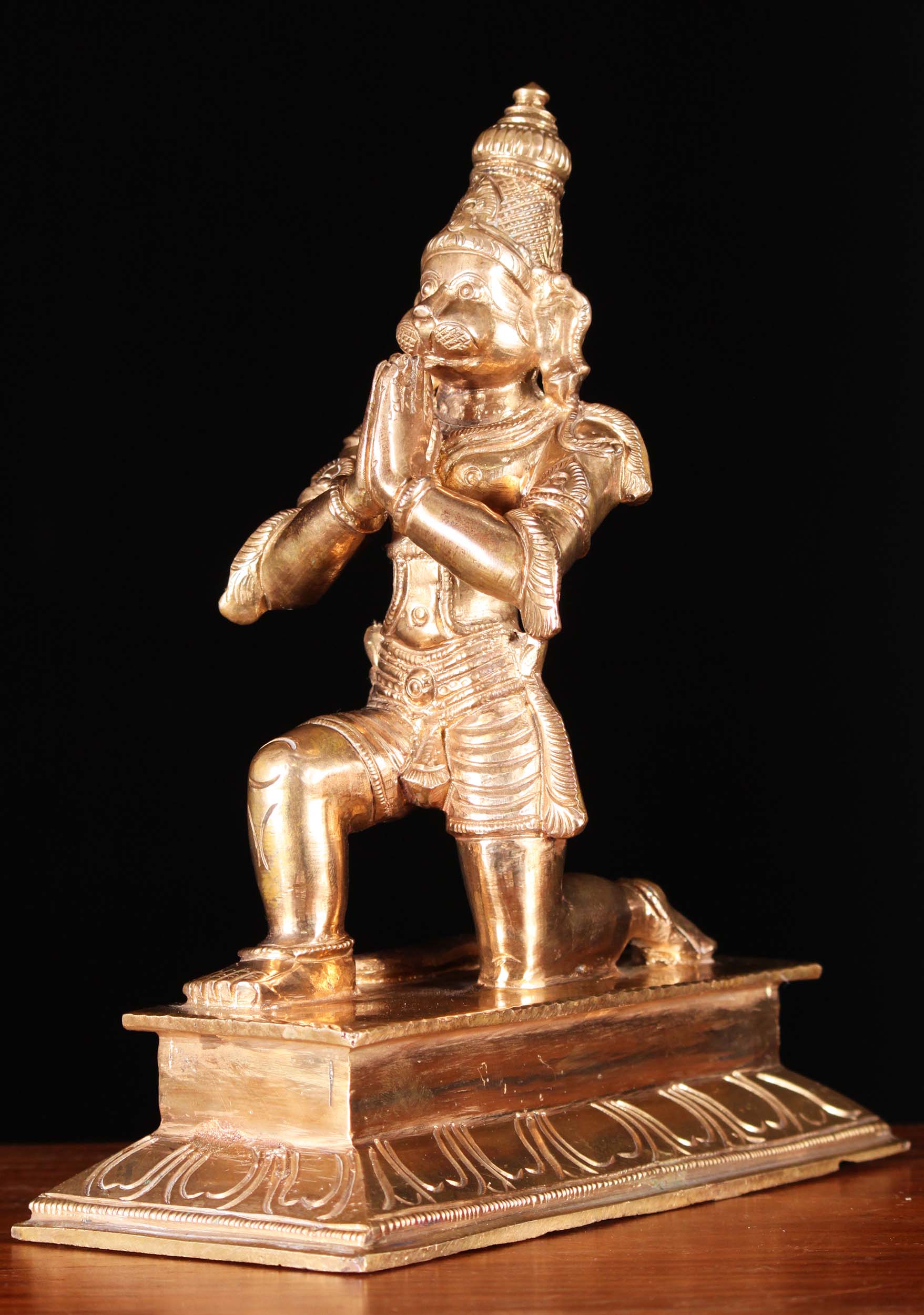 Bronze Kneeling Hanuman in Anjali Mudra 10"