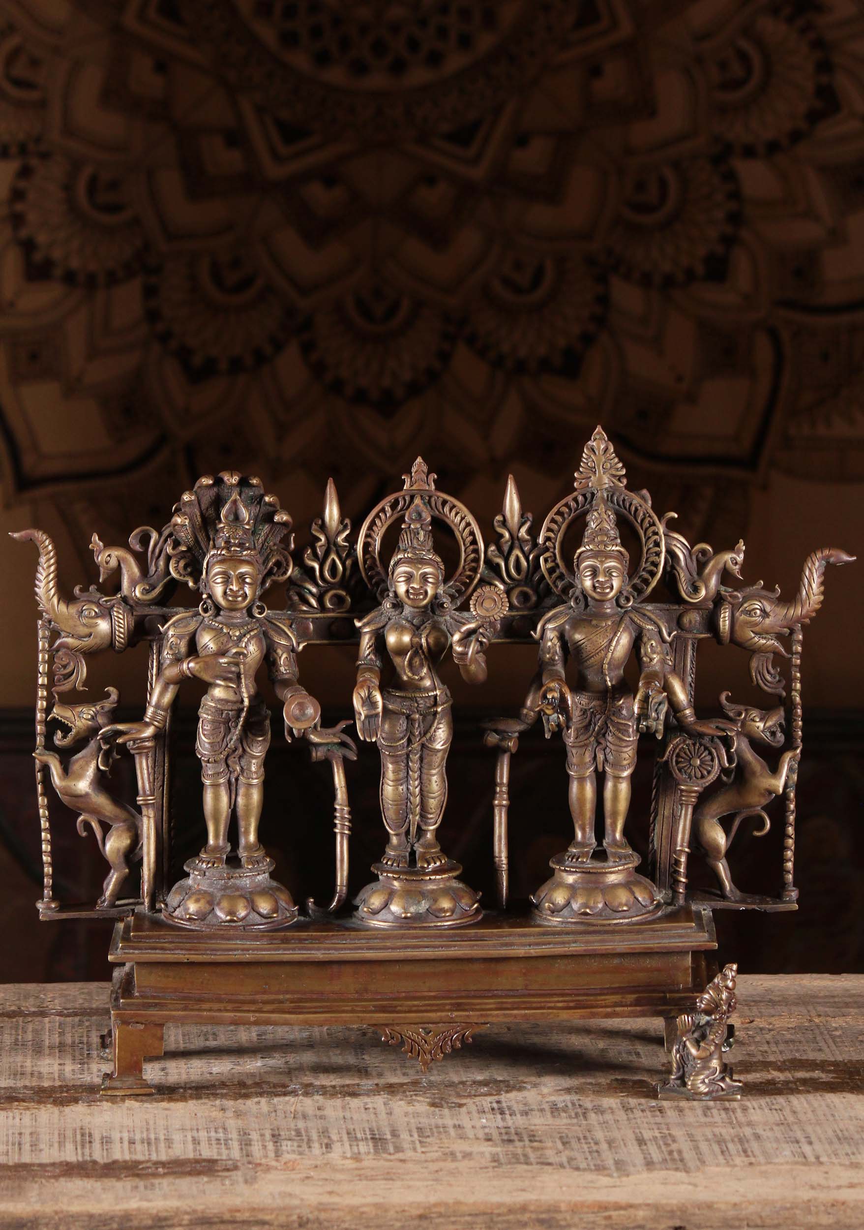 Bronze Krishna, Balarama & Subhadra Statue 12"