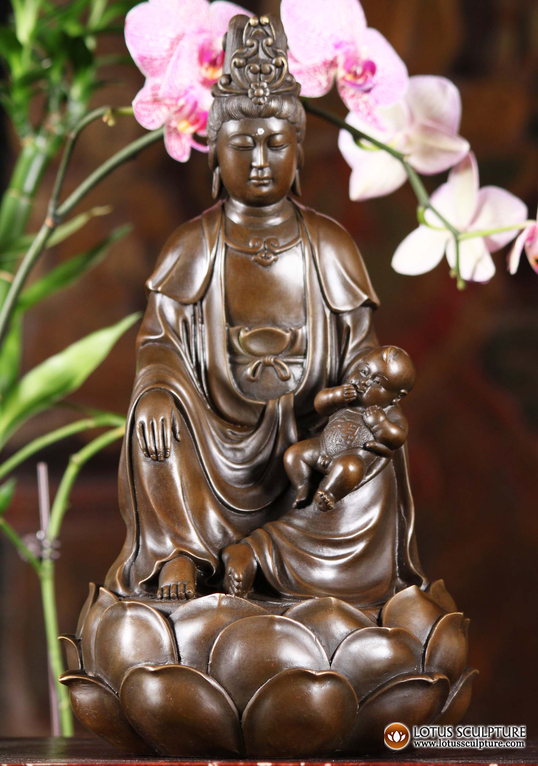 yin kwan statue child bronze buddha statues