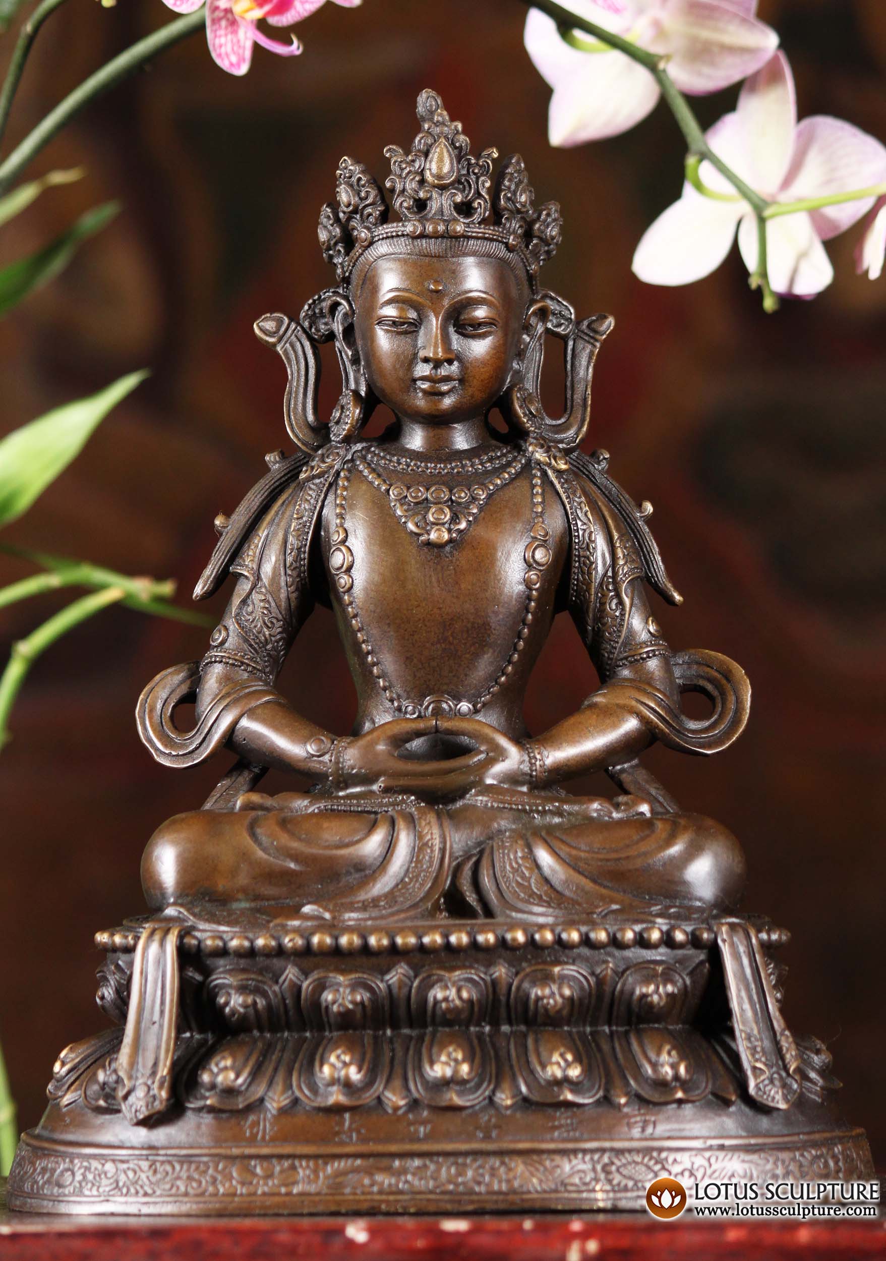 Bronze Meditating Buddha Statue 10"